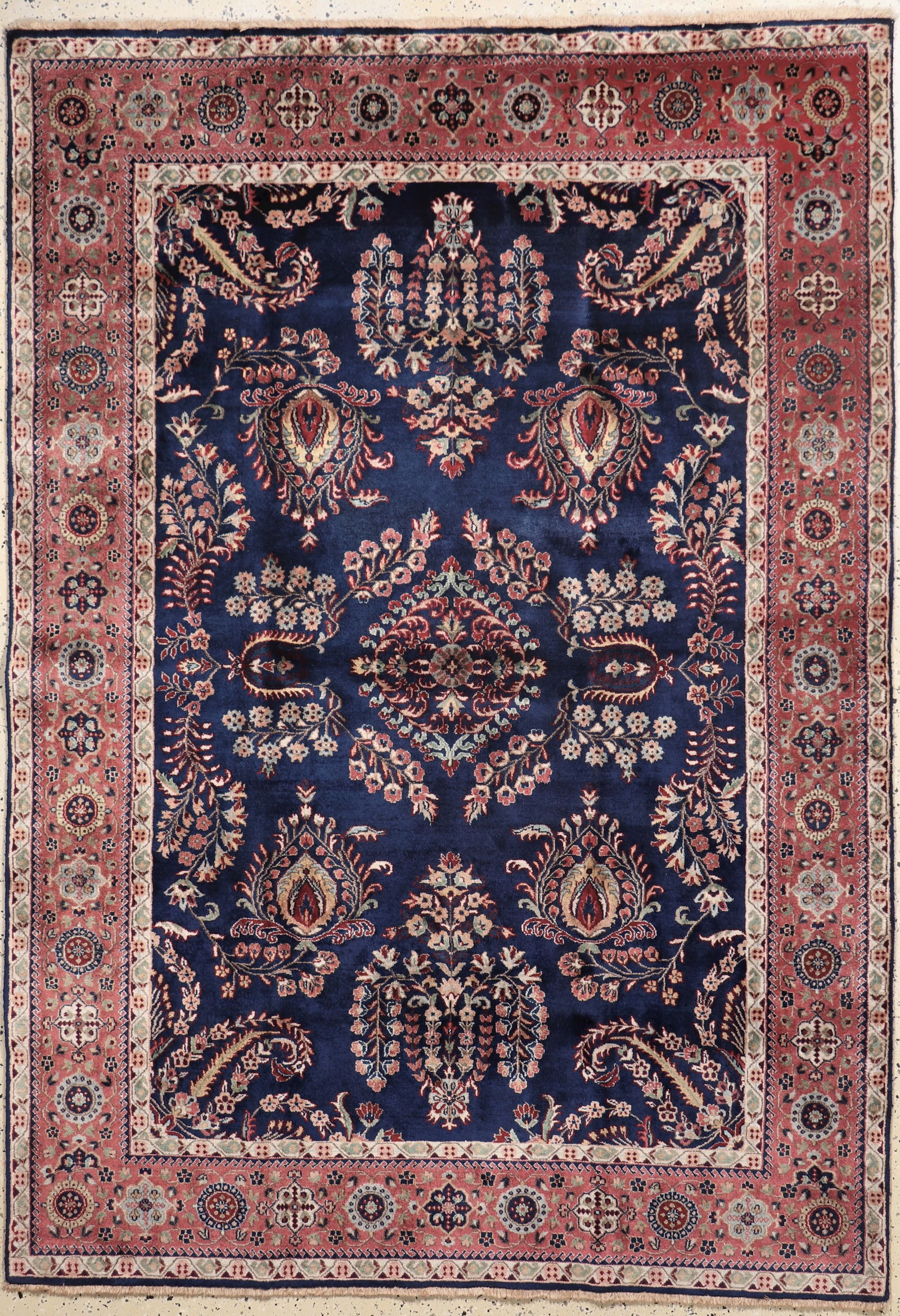 Saruk#'Mohajeran#'fine, India, mid-20th century: Saruk#'Mohajeran#'fine, India, mid-20th century, corkwool on cotton, approx. 244 x 170 cm, cleaned, condition: 1-2. Rugs, Carpets & Flatweaves