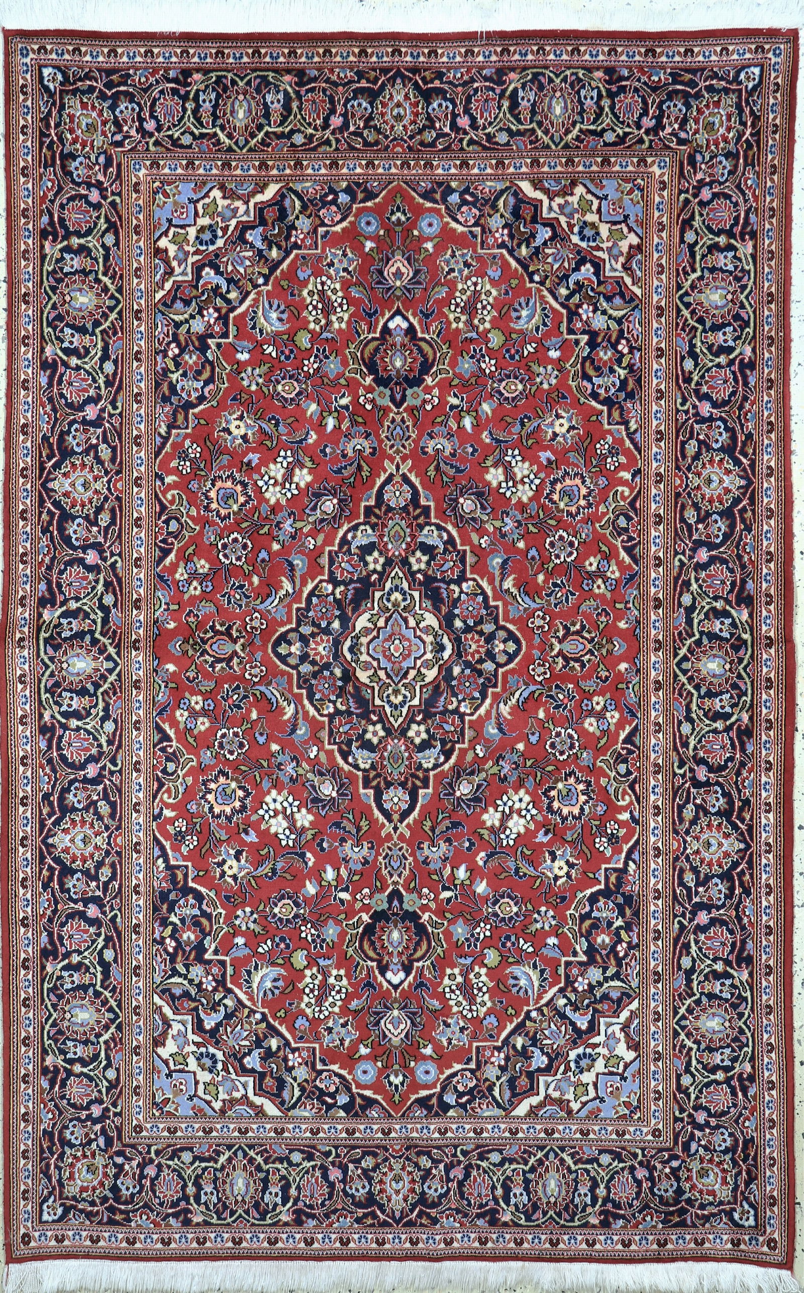 Kashan cork, Persia, late 20th century, corkwool on: Kashan cork, Persia, late 20th century, corkwool on cotton, approx. 210 x 137 cm, cleaned, condition: 1-2. Rugs, Carpets & Flatweaves