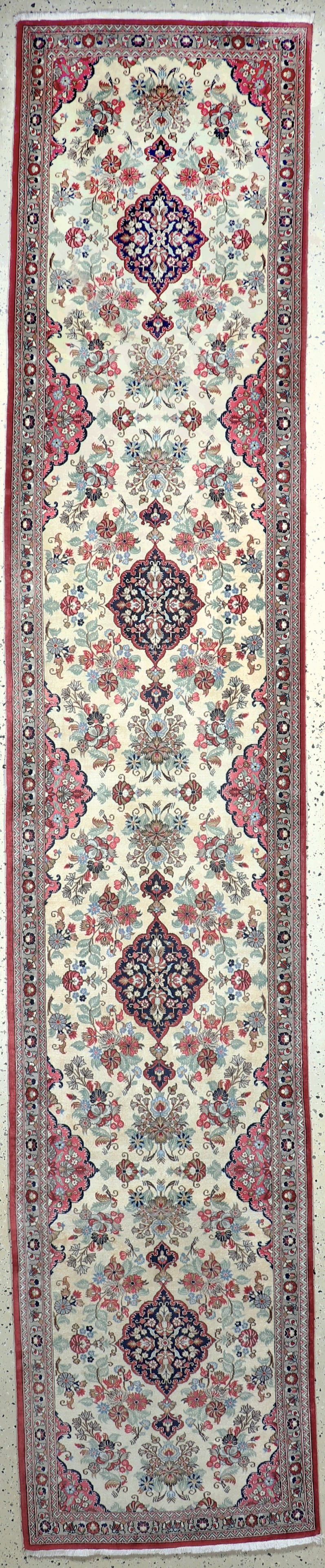 Qum cork, Persia, late 20th century, corkwool auf: Qum cork, Persia, late 20th century, corkwool auf Baumwolle, approx. 400 x 78 cm, in need ofcleaning, condition: 1-2. Rugs, Carpets & Flatweaves