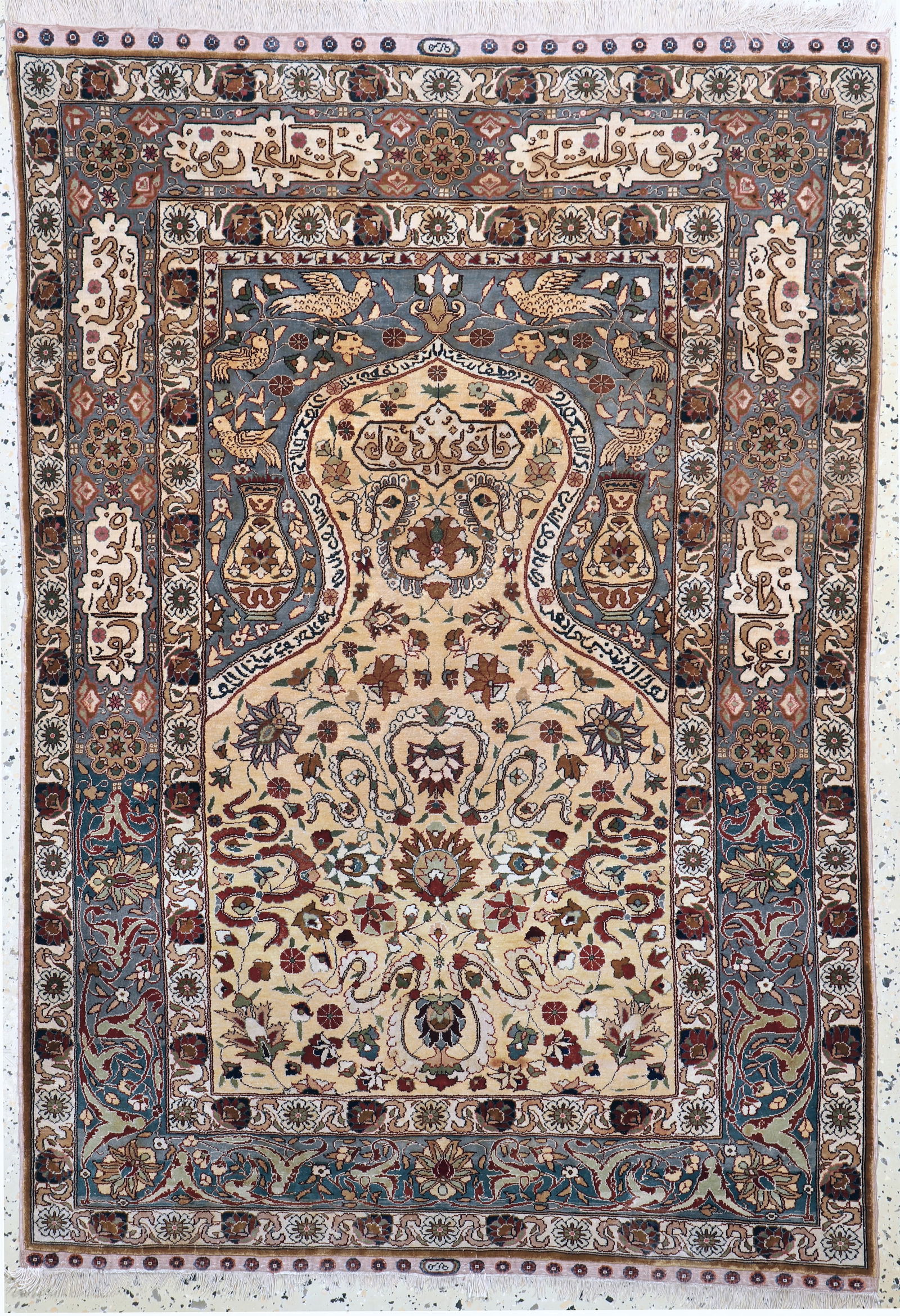 Hereke silk fine, signed, Turkey, mid-20th century (1 of 7)