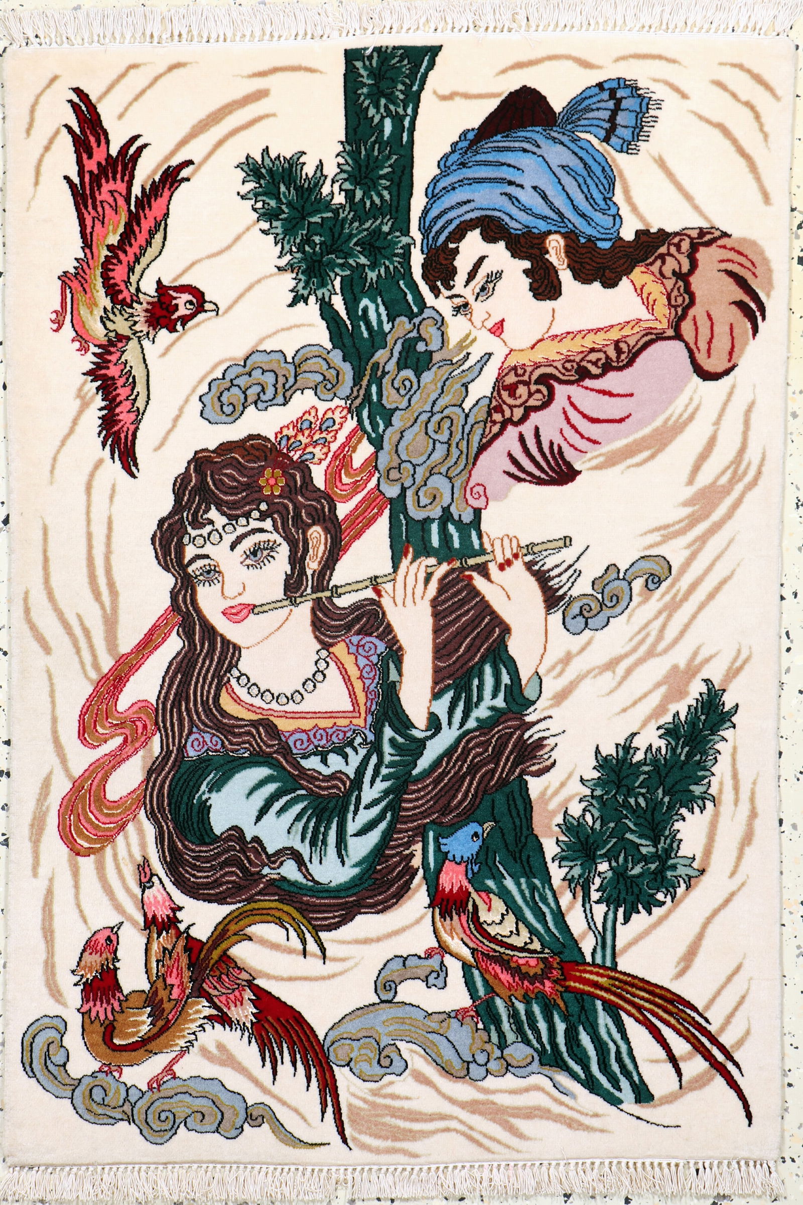 Taebriz fine(50 Raj), Persia, late 20th century: Taebriz fine(50 Raj), Persia, late 20th century, corkwool with and on silk, approx. 103 x 71 cm, condition: (almost new). Rugs, Carpets & Flatweaves. Dont forget to check outthe uploaded detail fotos!