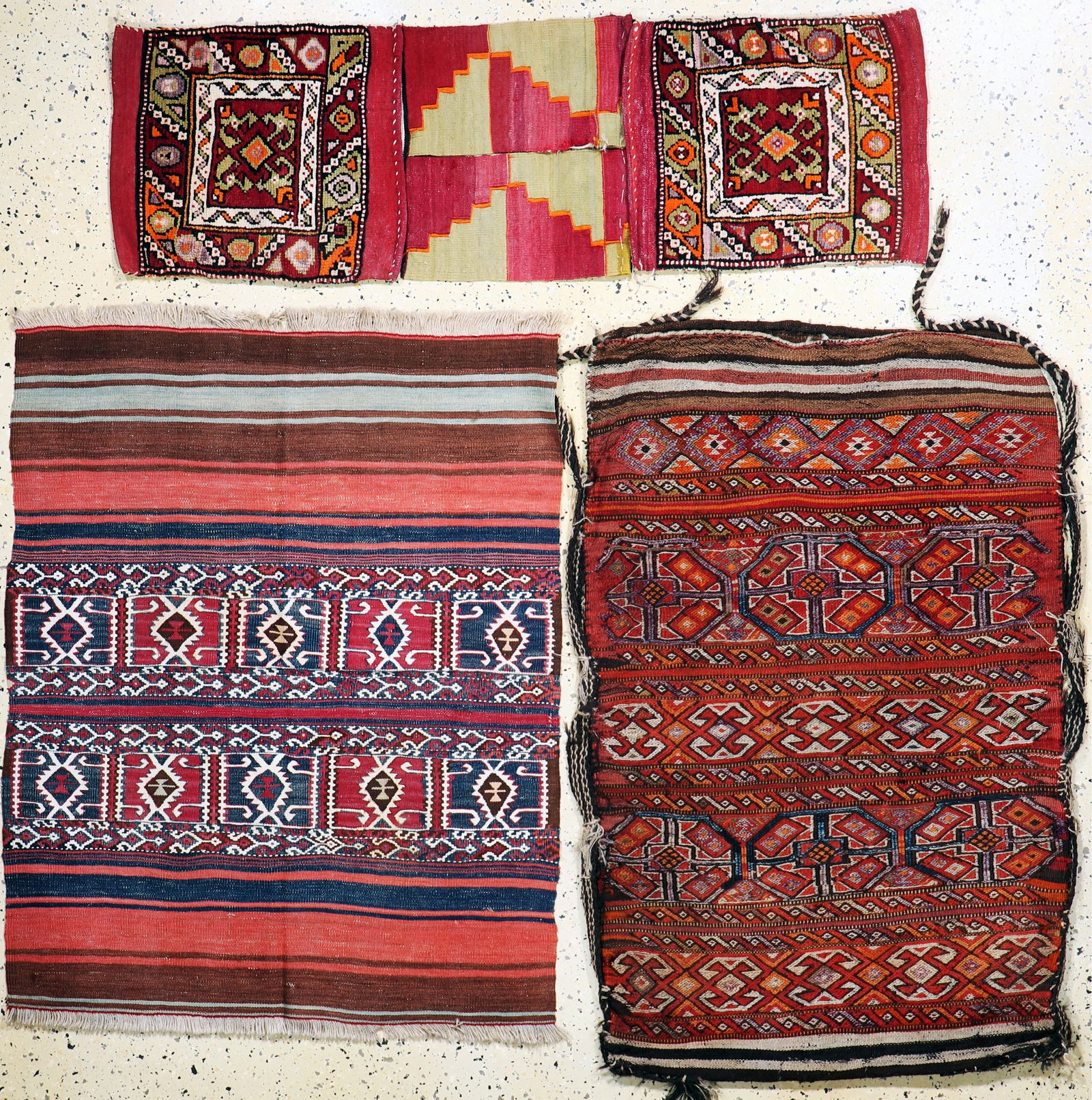 3 lots of bag & mafrash part, Turkey, early 20th (1 of 10)