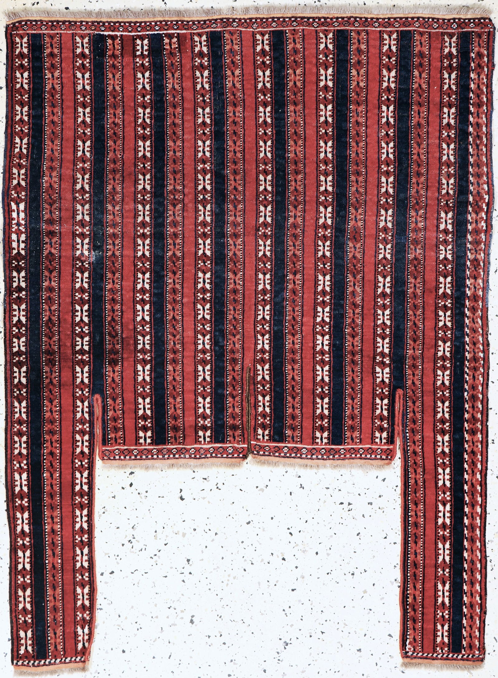 Yomud#'horse blanket#'antique, Turkmenistan, around 1900: Yomud#'horse blanket#'antique, Turkmenistan, around 1900, wool on wool, approx. 130 x 100 cm, condition: 2 (small restoration). Rugs, Carpets & Flatweaves. Dont forget to check outthe uploaded detail