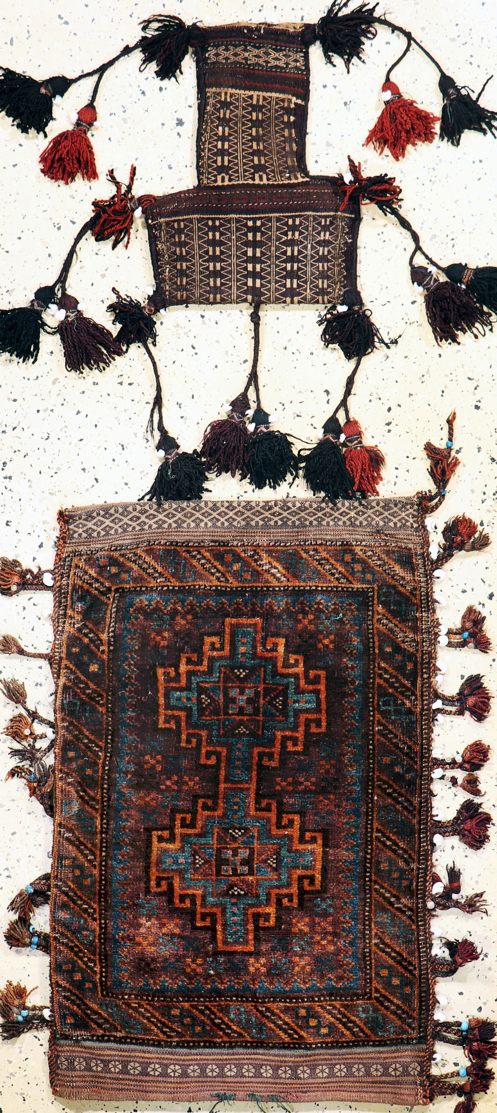2 lots of Baloch bags, Persia, around 1900, wool on (1 of 6)