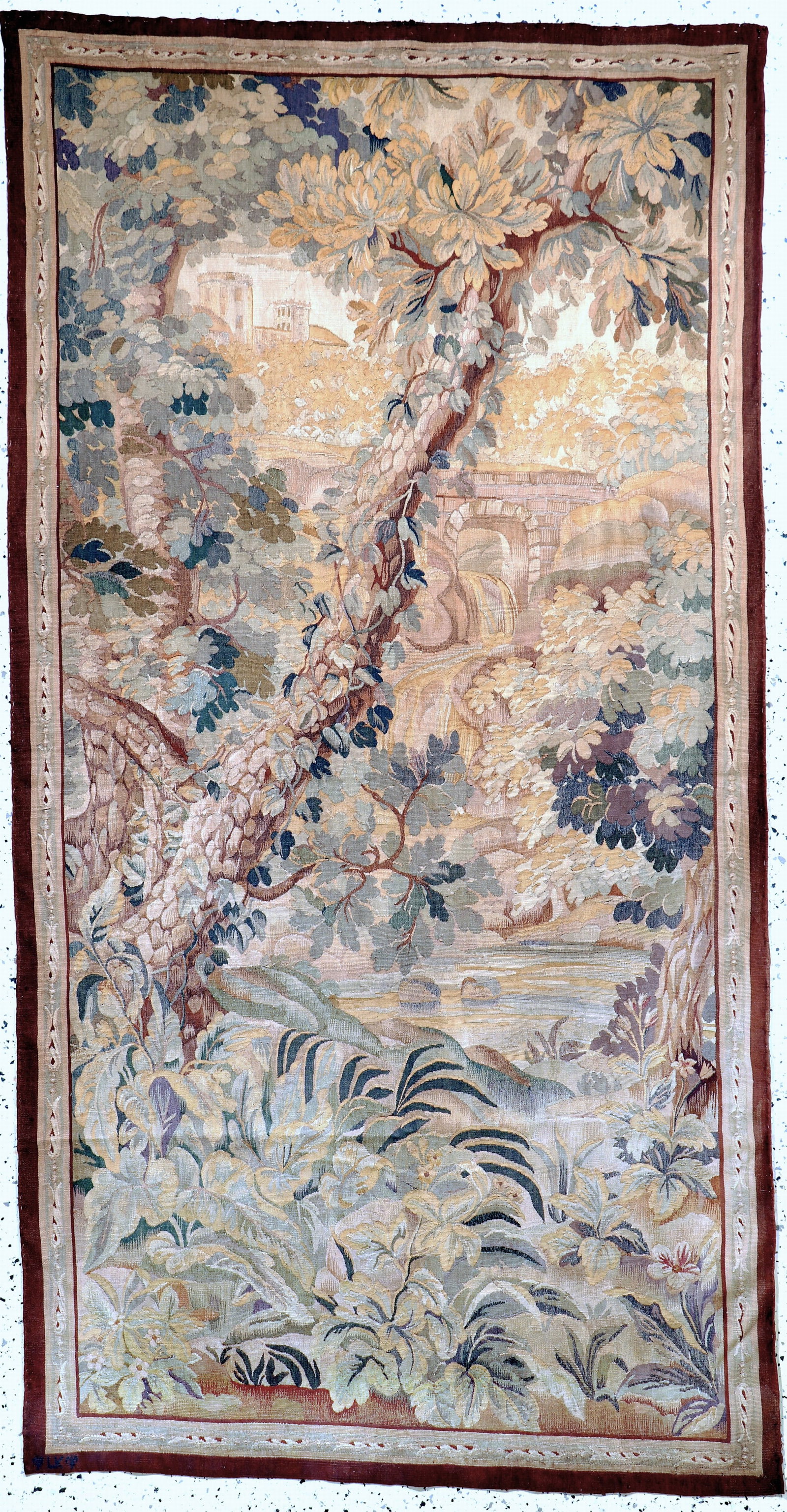 Tapestry#'Flanders#'antique, signed#'LK#', around 1900 (1 of 9)
