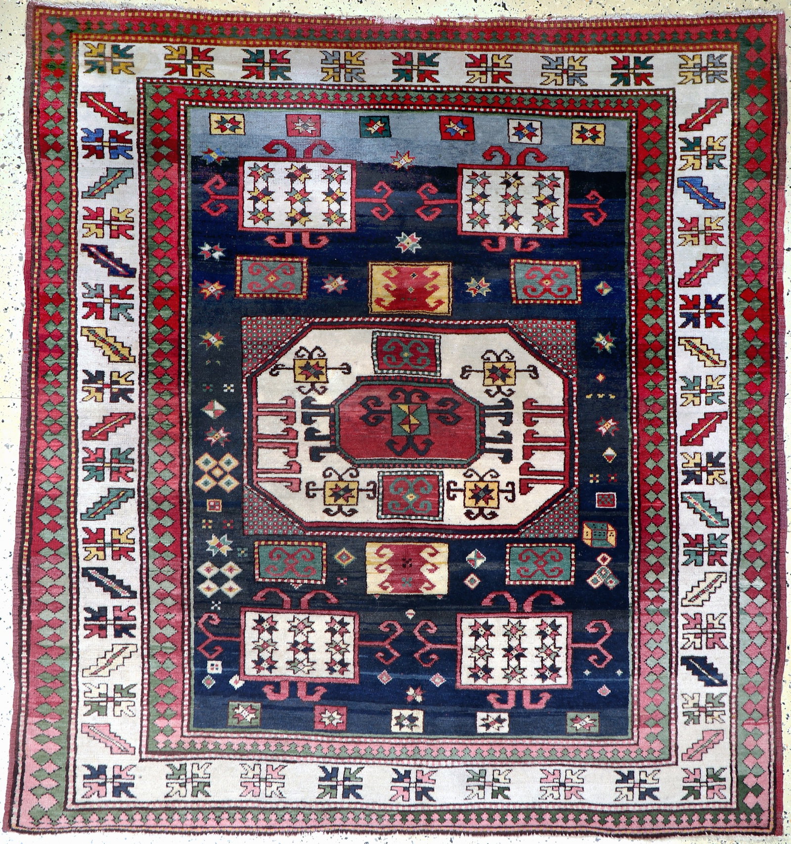 Kars Kazak, Turkey, mid-20th century, wool on wool: Kars Kazak, Turkey, mid-20th century, wool on wool, approx. 200 x 185 cm, condition: 2-3. Rugs, Carpets & Flatweaves