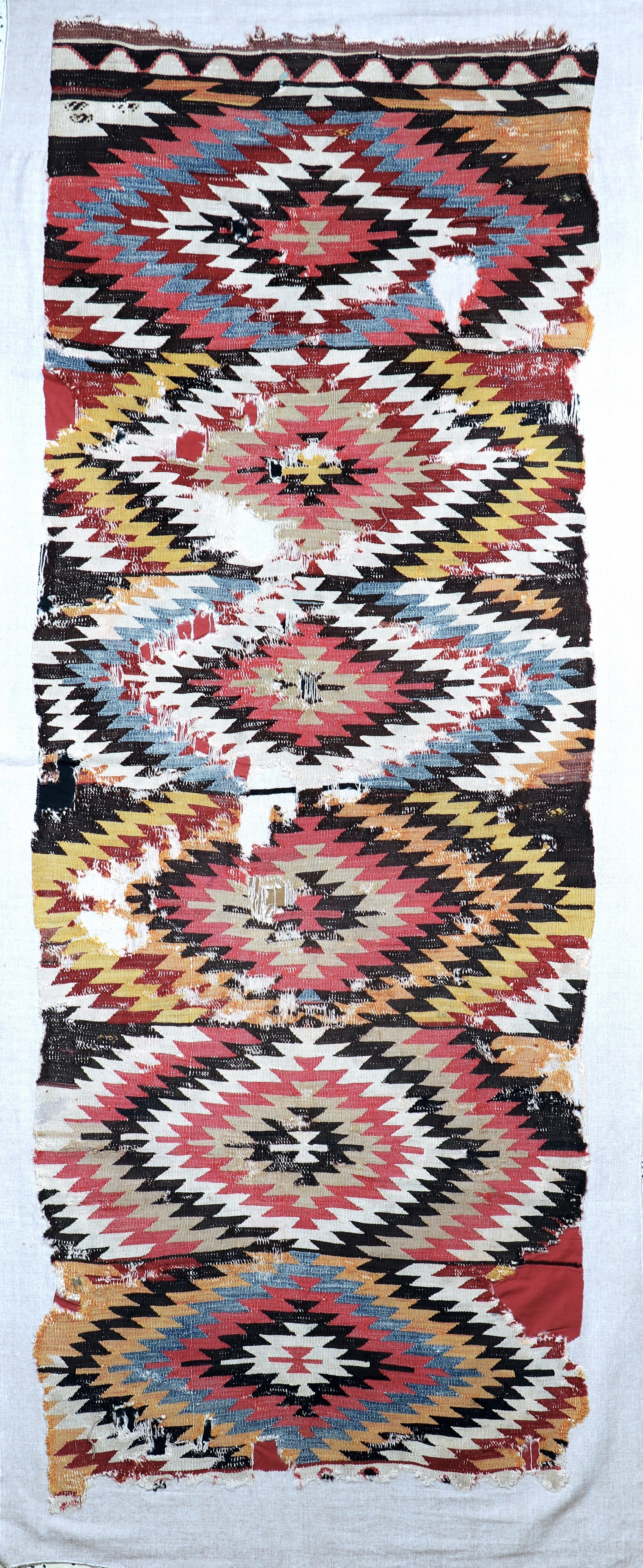 Capadocia Kilim antique, Turkey, 19th century,wool on: Capadocia Kilim antique, Turkey, 19th century,wool on wool, approx. 265 x 100 cm, condition:4, (sewn on linen). Rugs, Carpets & Flatweaves