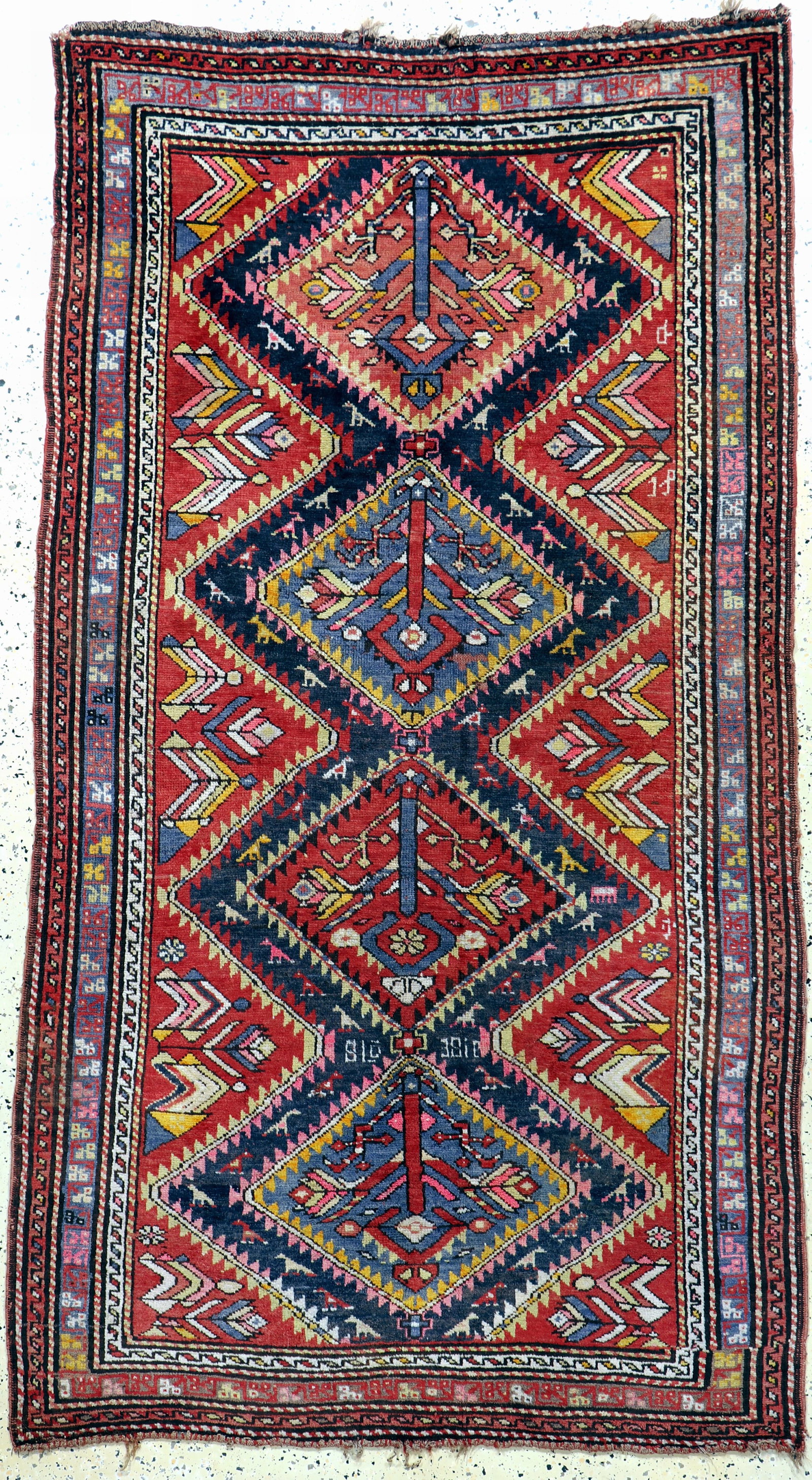 Kazak old, Caucasus, early 20th century, wool on wool: Kazak old, Caucasus, early 20th century, wool on wool, approx. 230 x 125 cm, moth damage, condition: 2. Rugs, Carpets & Flatweaves