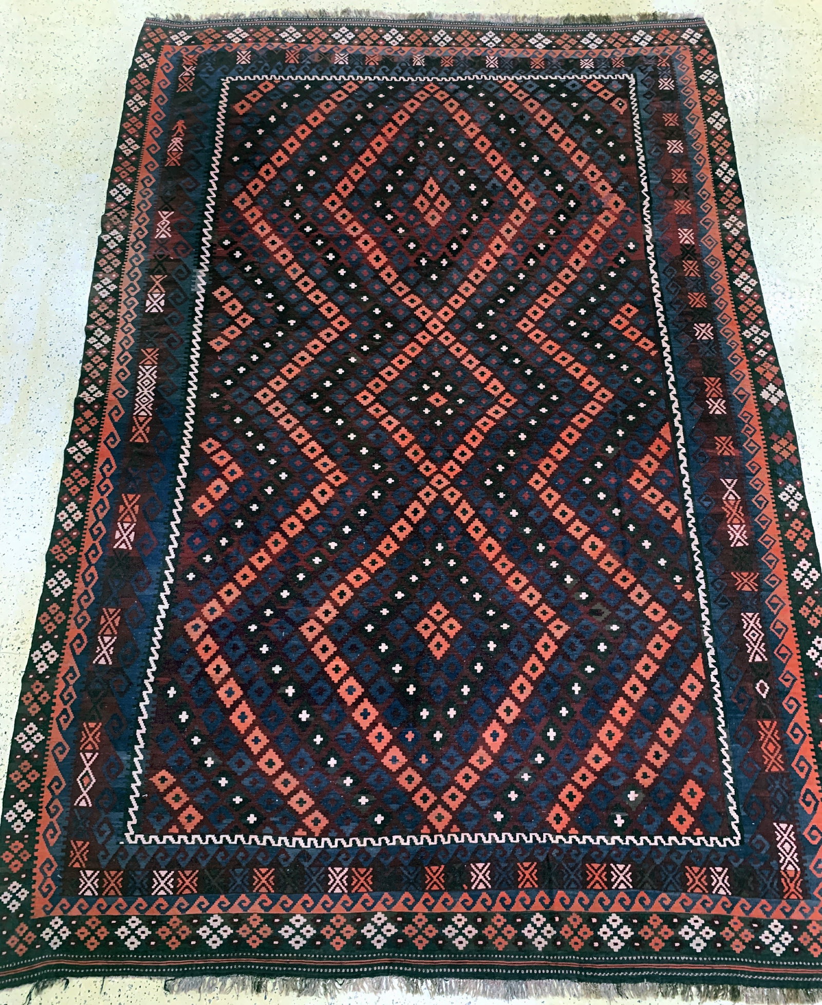 Meymaneh Kilim, Afghanistan, early 20th century: Meymaneh Kilim, Afghanistan, early 20th century, wool on wool, approx. 455 x 310 cm, condition: 2. Rugs, Carpets & Flatweaves