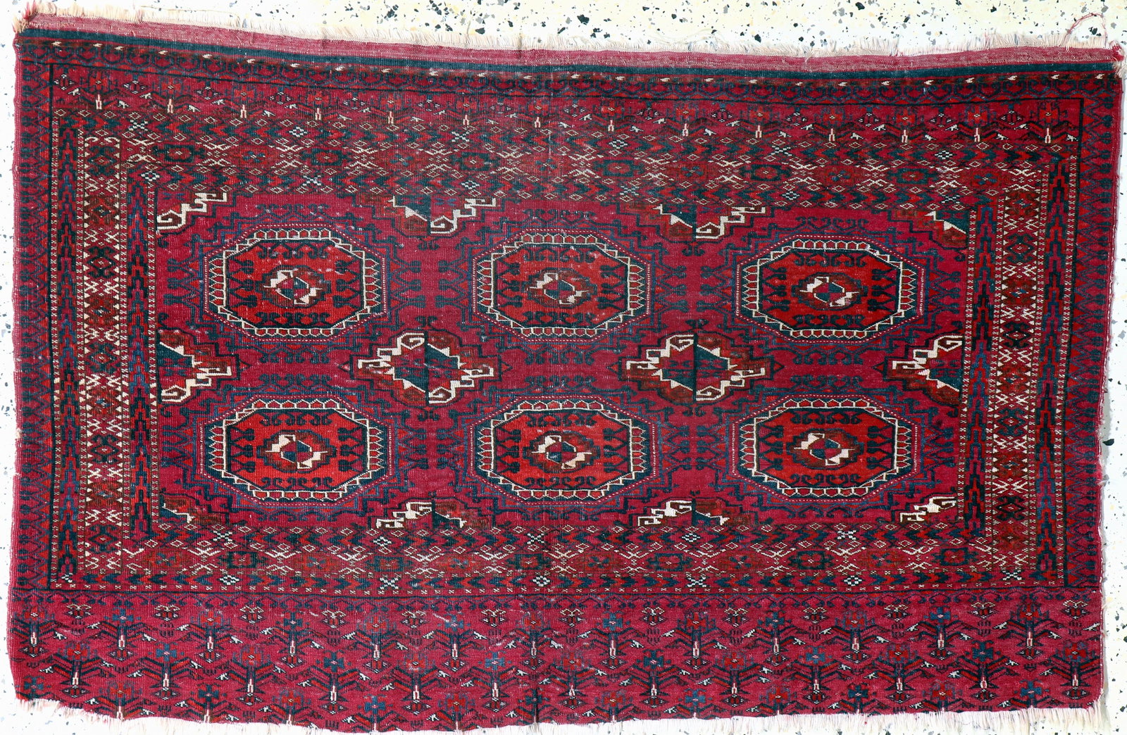 Tekke Jowal antique, Turkmenistan, 19th century: Tekke Jowal antique, Turkmenistan, 19th century, wool on wool, approx. 125 x 78 cm, condition: 3. Rugs, Carpets & Flatweaves
