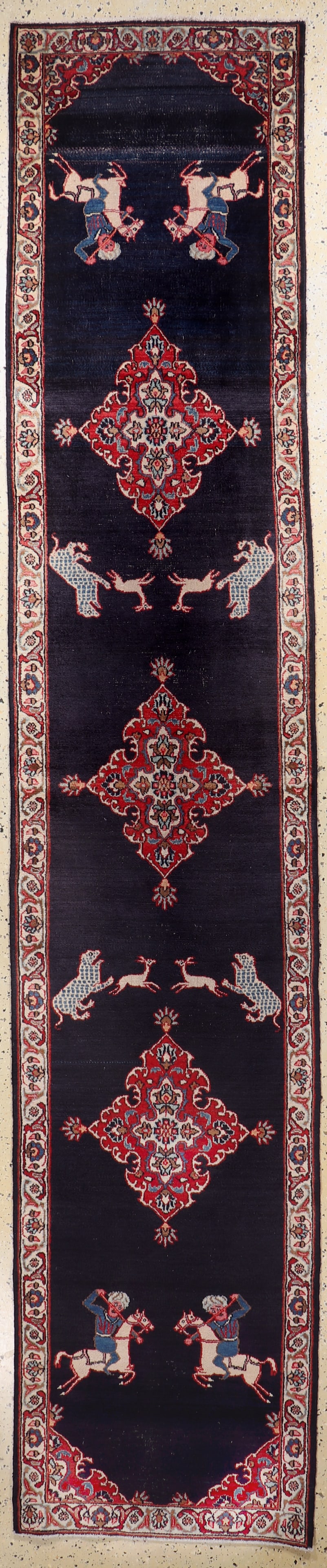 Mashhad Persia, mid-20th century, wool on cotton: Mashhad Persia, mid-20th century, wool on cotton, approx. 395 x 78 cm, condition: 3. Rugs, Carpets & Flatweaves