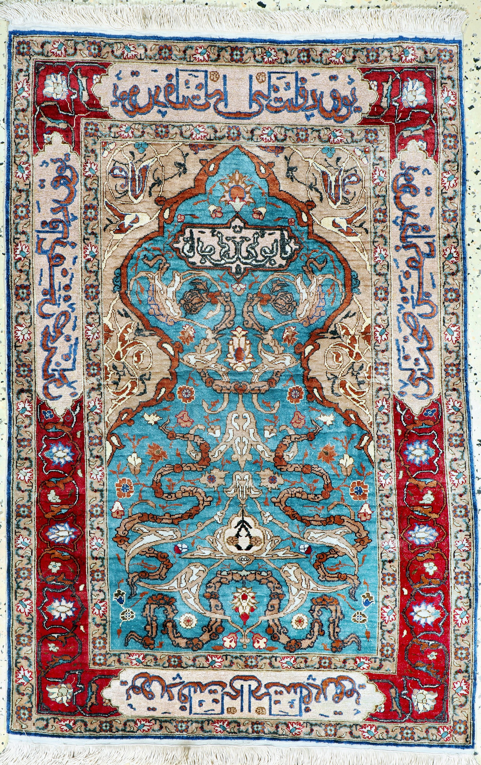 Silk Kayseri, Turkey, early 20th century, purenatural: Silk Kayseri, Turkey, early 20th century, purenatural silk#'metal brocade#', approx. 110 x 73 cm, condition: 1-2.Rugs, Carpets & Flatweaves