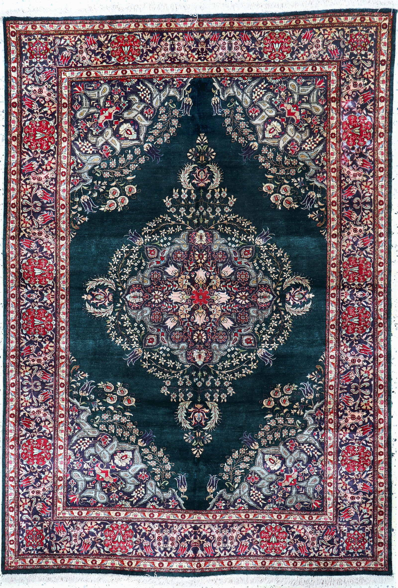 Qum silk fine, Persia, mid-20th century, pure natural: Qum silk fine, Persia, mid-20th century, pure natural silk, approx. 197 x 137 cm, condition:2. Rugs, Carpets & Flatweaves