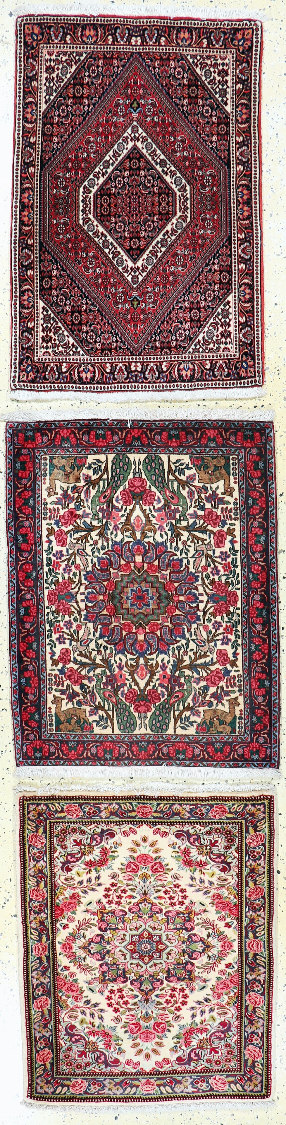 3 lots Bijar fine, Persia, late 20th century, corkwool on: 3 lots Bijar fine, Persia, late 20th century, corkwool on cotton, approx. 96 x 77 cm, condition: 1-2. Rugs, Carpets & Flatweaves