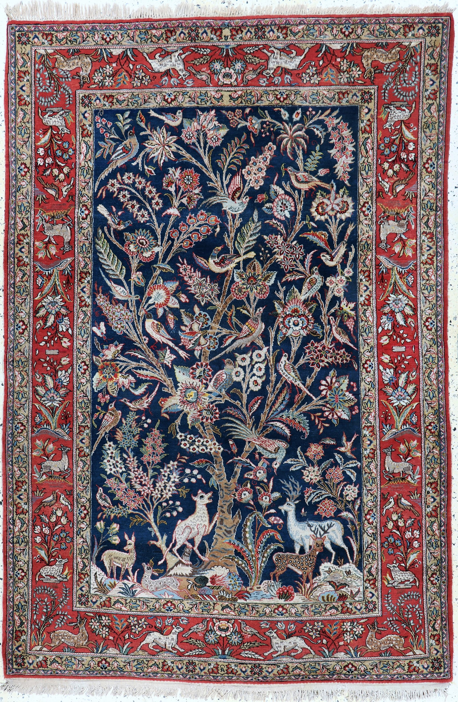 Qum cork, Persia, mid-20th century, corkwool on cotton: Qum cork, Persia, mid-20th century, corkwool on cotton, approx. 212 x 144 cm, condition: 2.Rugs, Carpets & Flatweaves