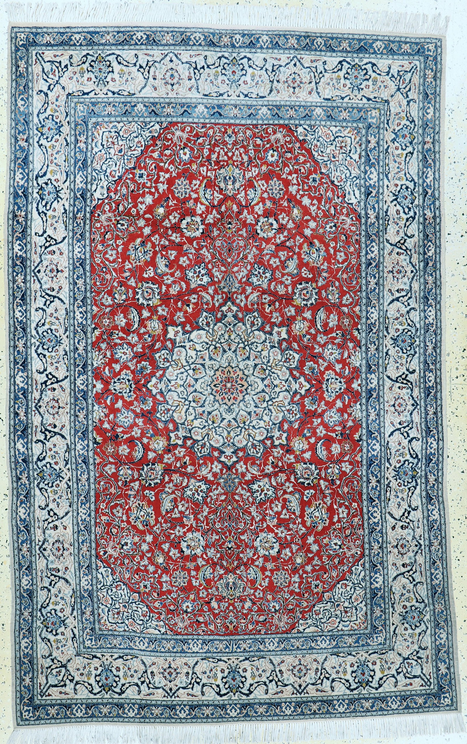 Nain#'Tudeschk#'fine, Persia, early 20th century: Nain#'Tudeschk#'fine, Persia, early 20th century, corkwool with silk, approx. 240 x 153cm, approx. 640,000 Kn/sm, condition: 2, (fringes renewed). Rugs, Carpets & Flatweaves