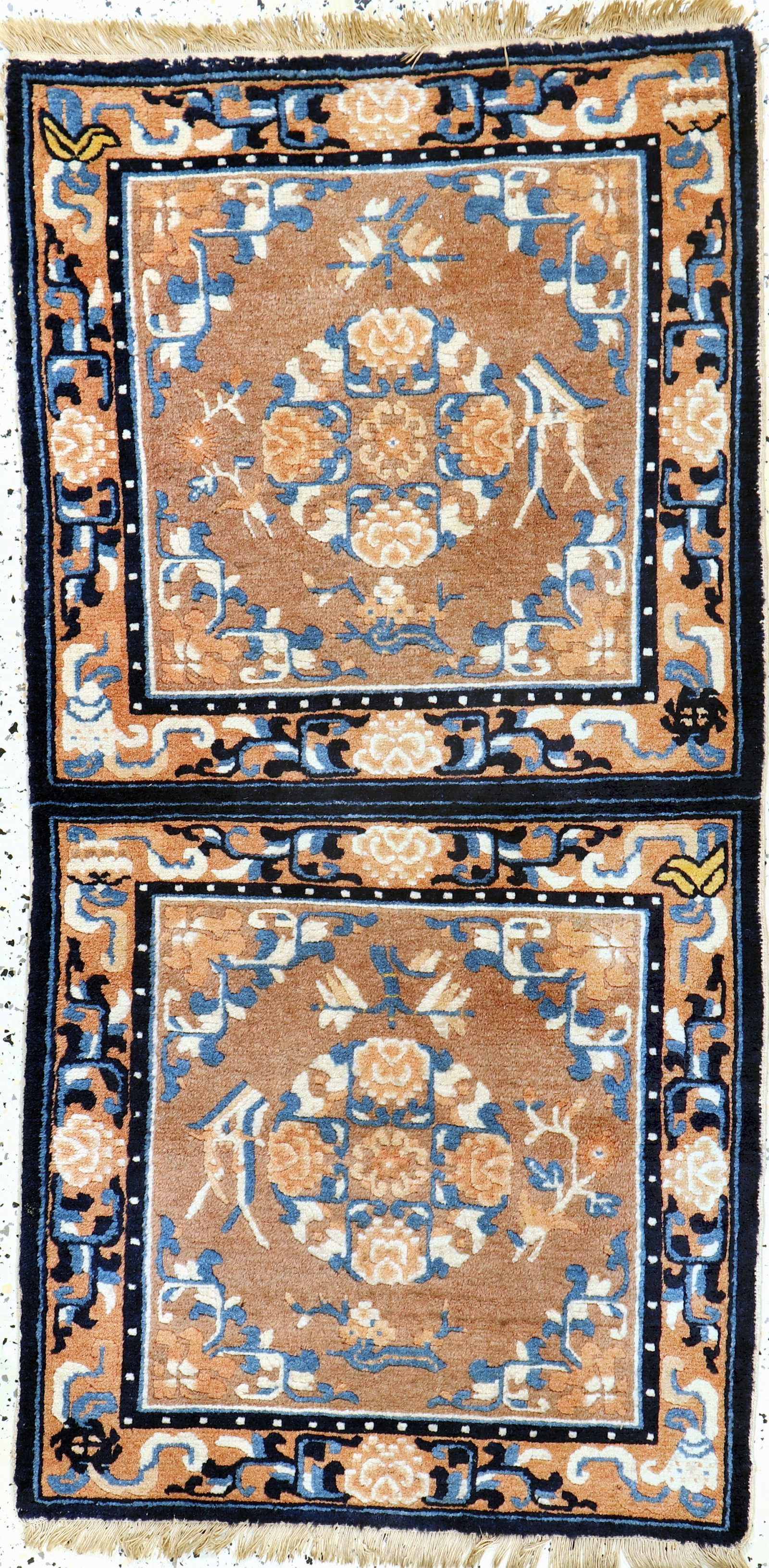Ning-Hsia#'bench carpet#', China, around 1900, wool: Ning-Hsia#'bench carpet#', China, around 1900, wool on cotton, approx. 140 x 72 cm, condition: 2. Rugs, Carpets & Flatweaves