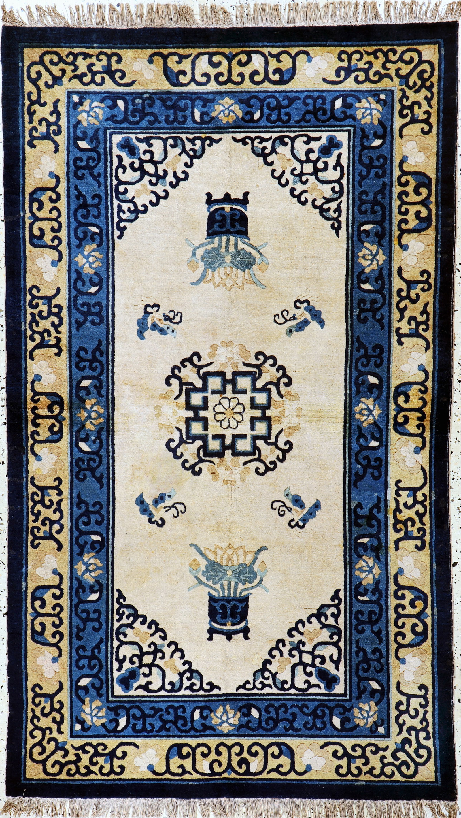 Peking old, China, early 20th century, wool oncotton: Peking old, China, early 20th century, wool oncotton, approx. 203 x 120 cm, condition: 2 (restored). Rugs, Carpets & Flatweaves