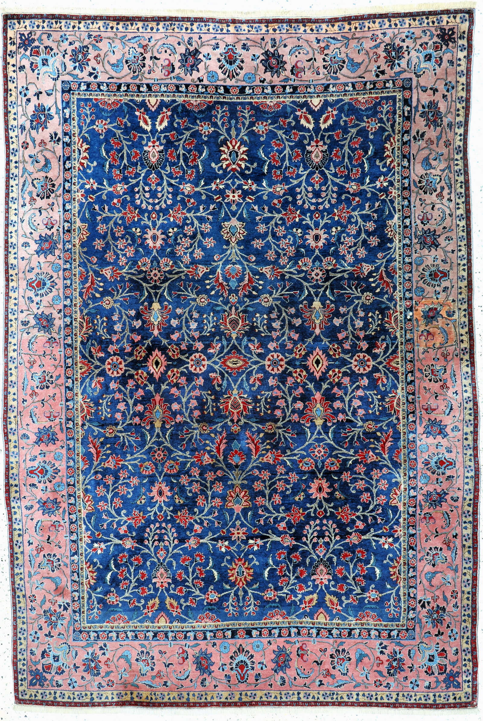 #'Manchester#'Kashan antique, Persia, around 1900: #'Manchester#'Kashan antique, Persia, around 1900, Manchester-corkwool, approx. 330 x 220 cm, condition: 2 (restorations), back reinforced with vegetable glue (Sirish). Rugs,Carpets & Flatweaves