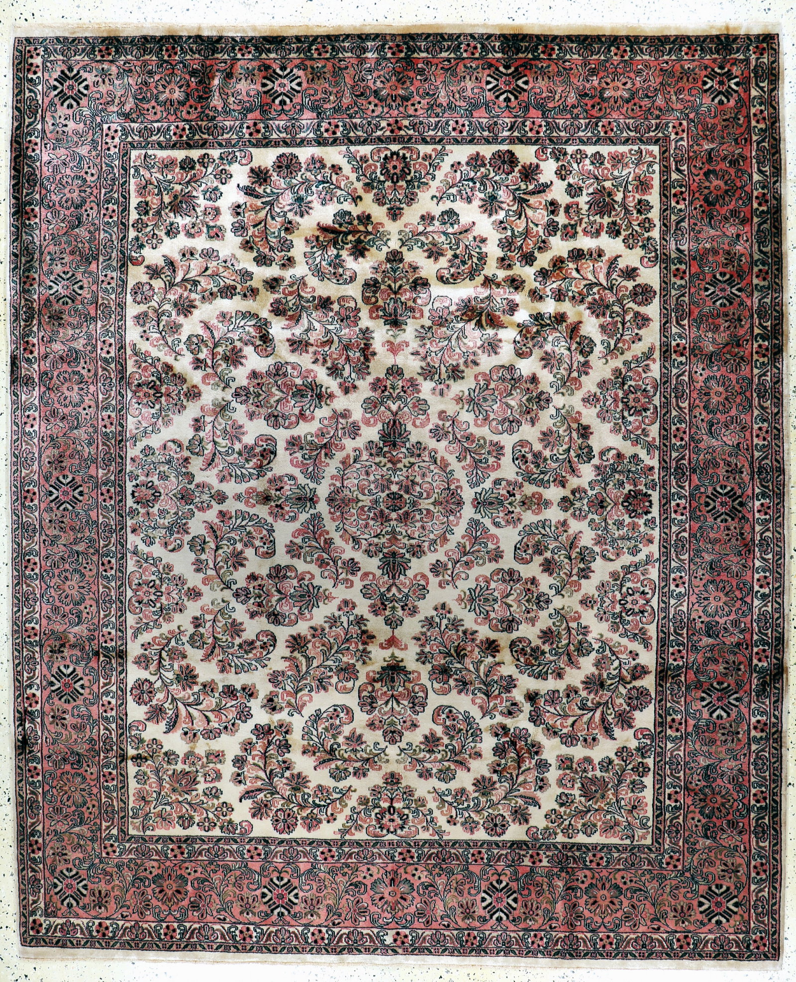 Saruk cork fine, India, late 20th century, corkwool on: Saruk cork fine, India, late 20th century, corkwool on cotton, approx. 288 x 237 cm, condition: 1-2. Rugs, Carpets & Flatweaves
