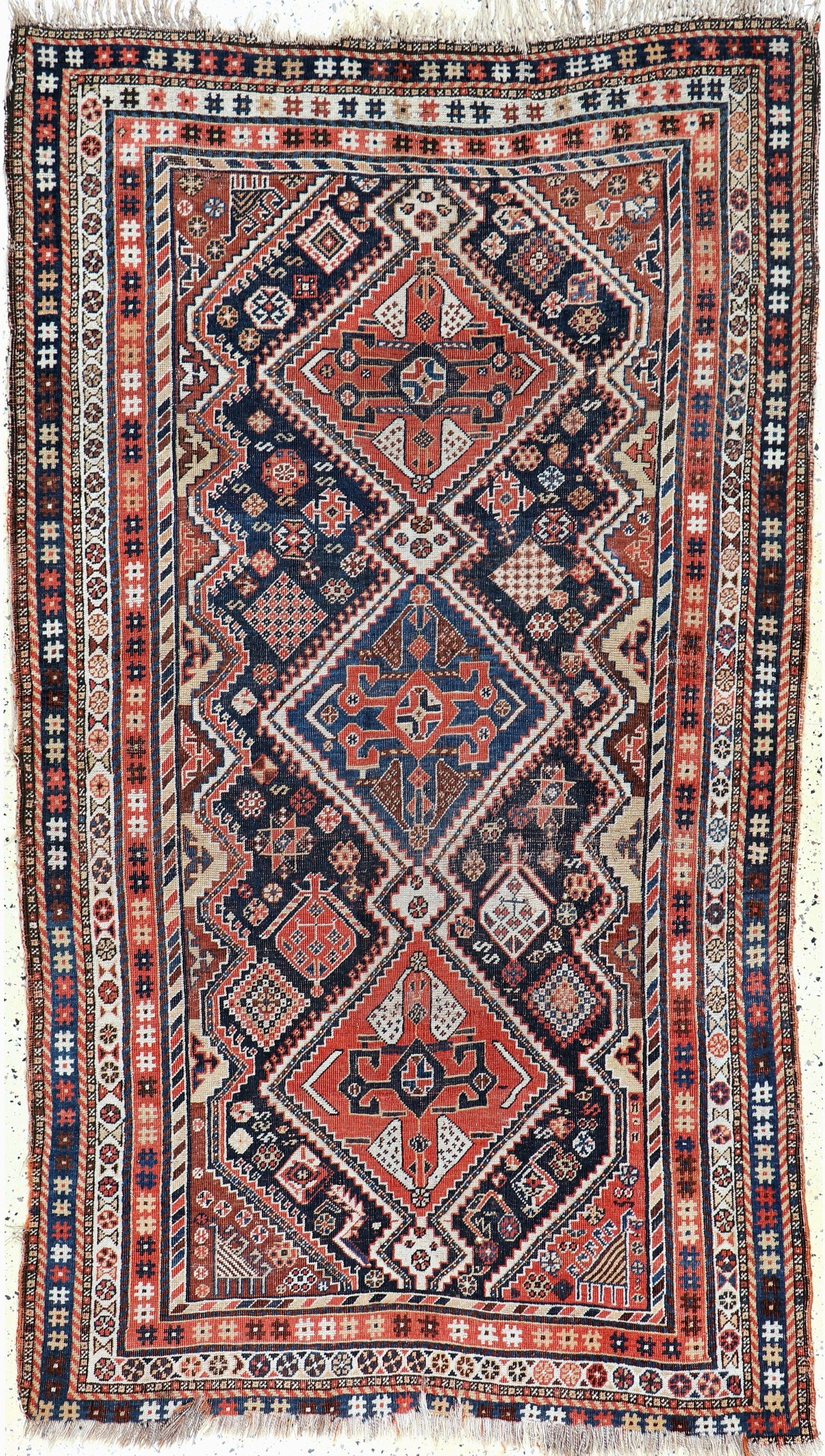 Ghashgai antique, Persia, 19.Jhd, Wolle auf Wolle: Ghashgai antique, Persia, 19.Jhd, Wolle auf Wolle, approx. 222 x 130 cm, condition: 3-4, (kleine Loecher). Rugs, Carpets & Flatweaves