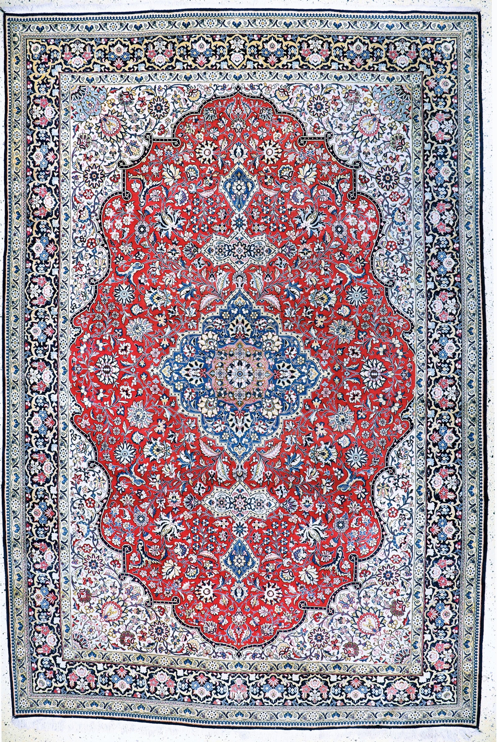 Qum old, Persia, mid-20th century, wool with silk: Qum old, Persia, mid-20th century, wool with silk, approx. 365 x 250 cm, condition: 2. Rugs, Carpets & Flatweaves