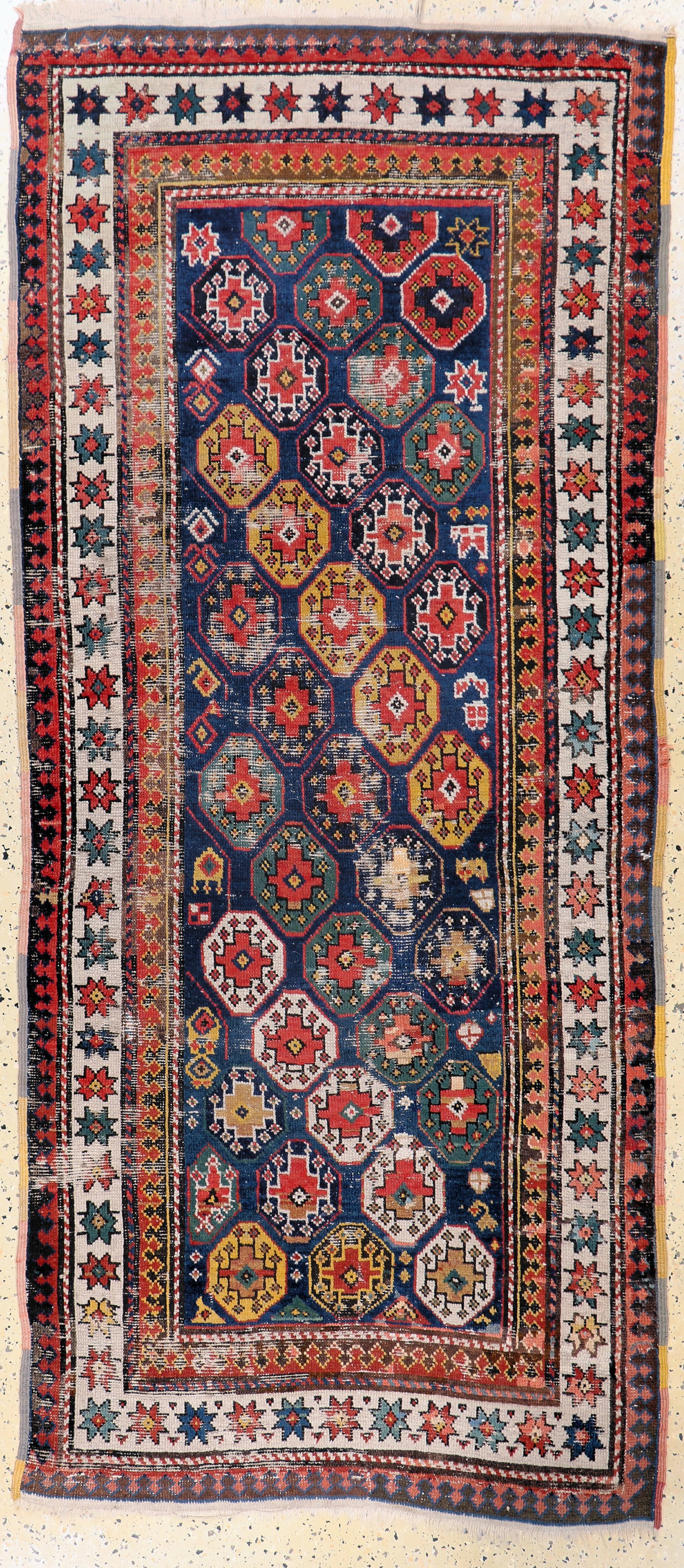 Kazak antique, Caucasus, 19th century, wool onwool: Kazak antique, Caucasus, 19th century, wool onwool, approx. 225 x 100 cm, condition: 3 (restored). Rugs, Carpets & Flatweaves