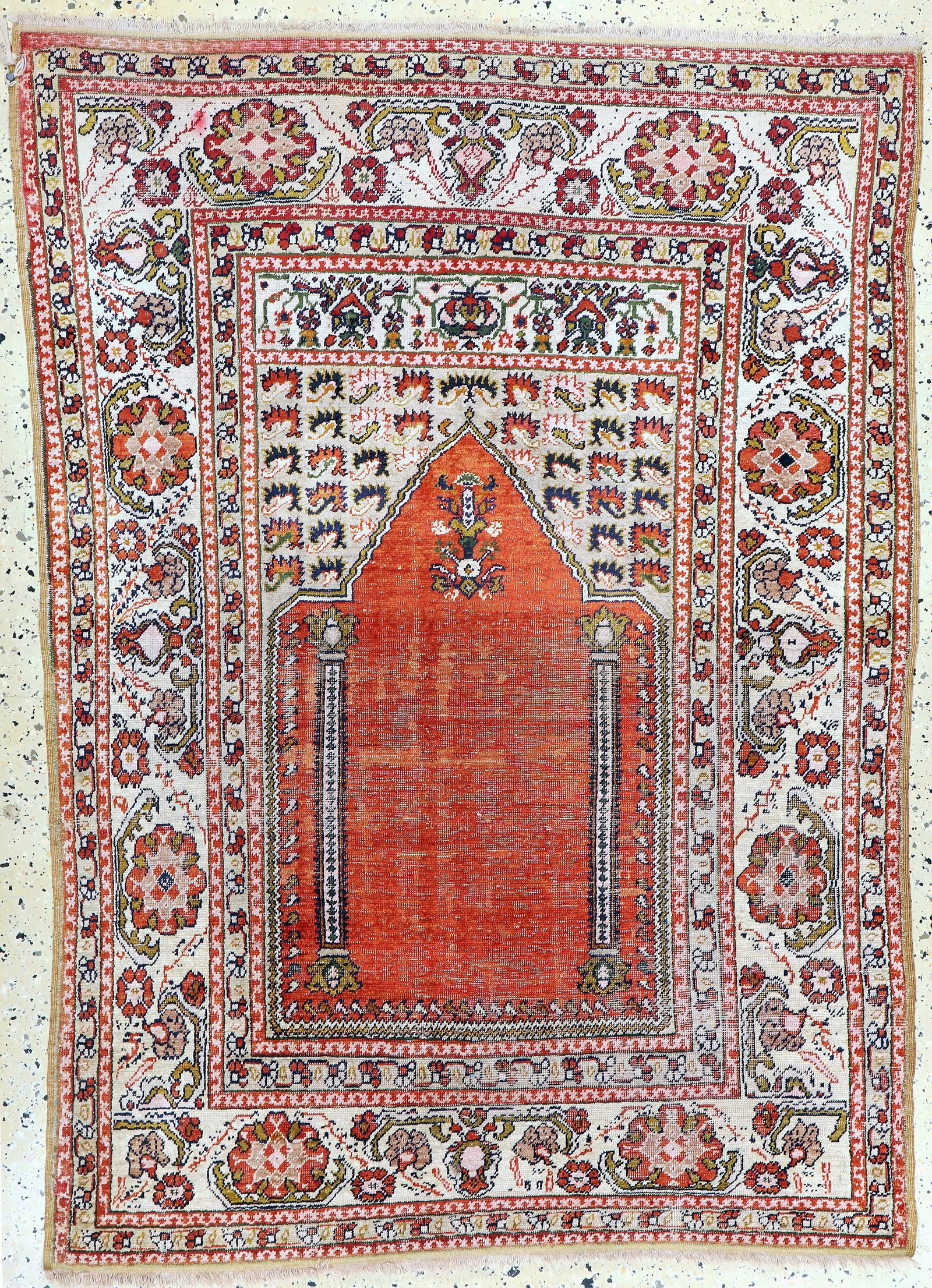 Giordes antique, Turkey, around 1900, mercerized: Giordes antique, Turkey, around 1900, mercerized cotton, approx. 155 x 110 cm, condition: 3 (restored). Rugs, Carpets & Flatweaves