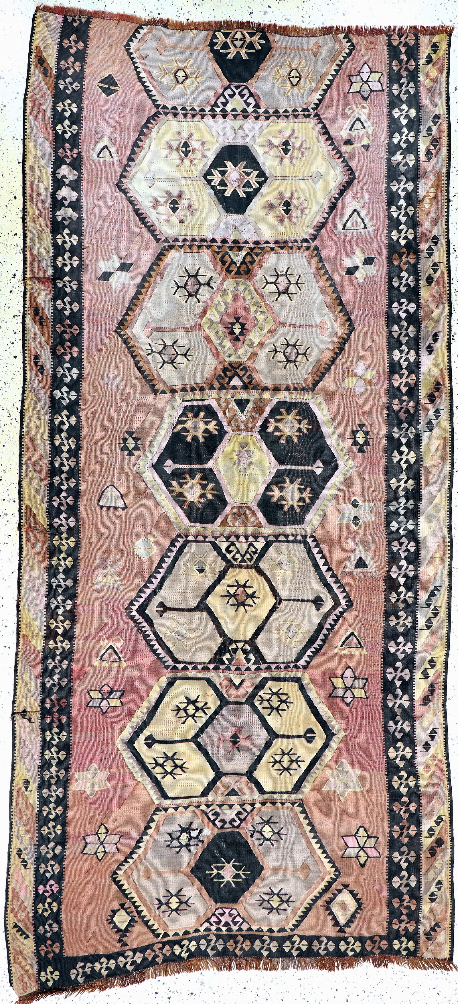 Anatol Kilim antique, Turkey, around 1900, wool on: Anatol Kilim antique, Turkey, around 1900, wool on wool, approx. 320 x 145 cm, shortened,condition: 2. Rugs, Carpets & Flatweaves