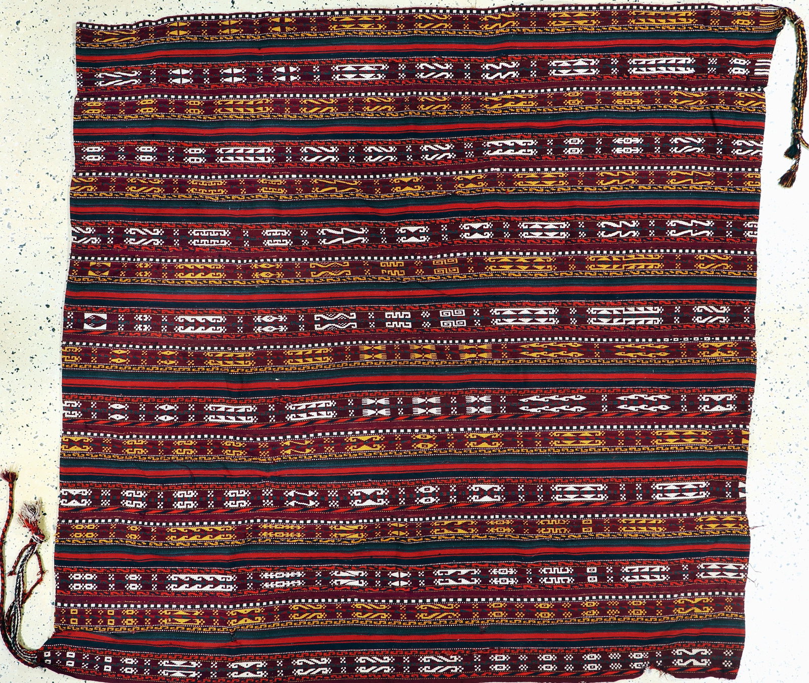 Nomad blanket#'Jajim#', Persia, early 20th century: Nomad blanket#'Jajim#', Persia, early 20th century, wool on wool, approx. 195 x 190 cm, condition: 2 (several panels), patched. Rugs, Carpets & Flatweaves