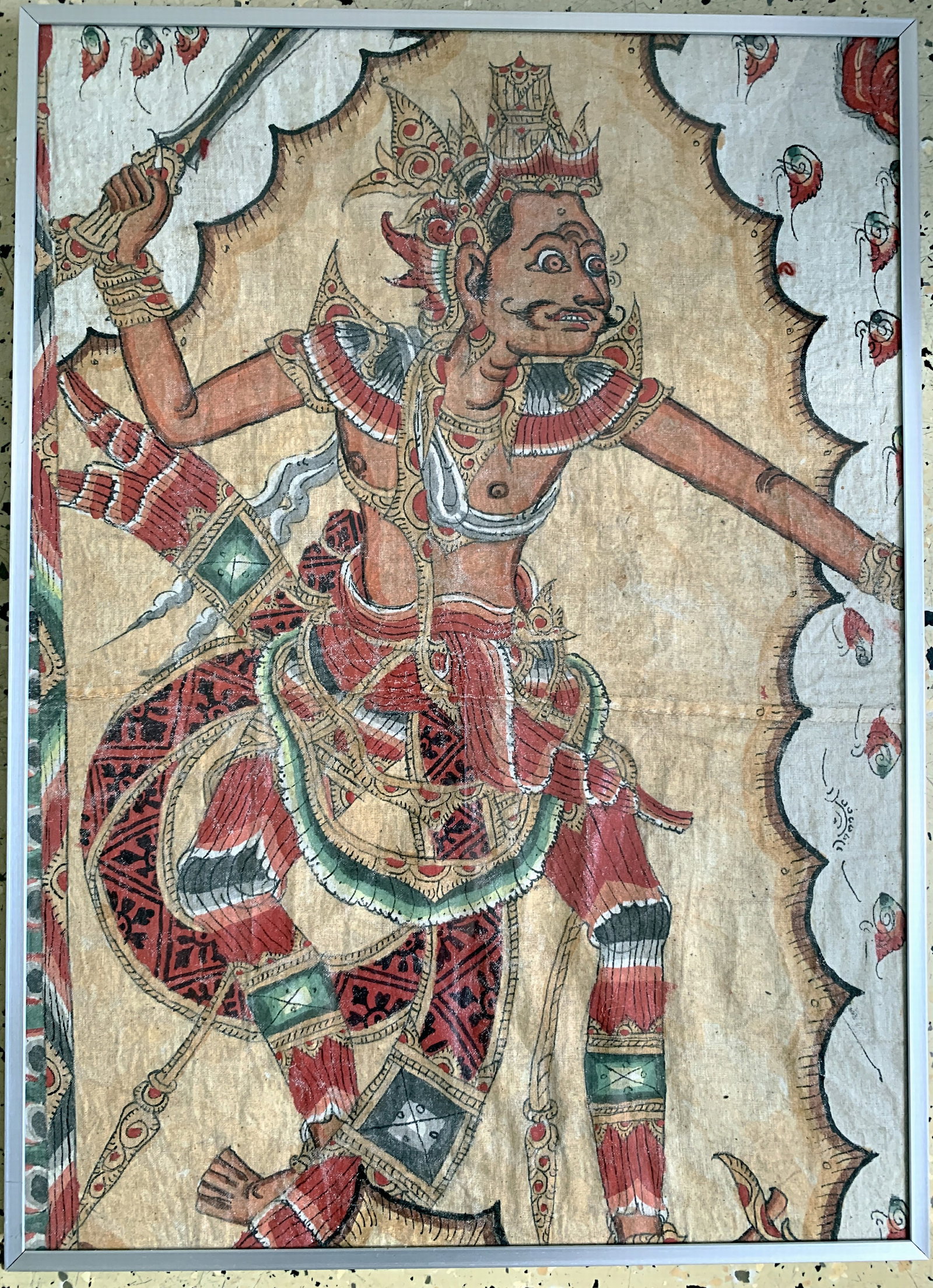 Paper painting, Asia, mid-20th century, approx. 58 x: Paper painting, Asia, mid-20th century, approx. 58 x 42 cm, framed under glass. Rugs, Carpets & Flatweaves