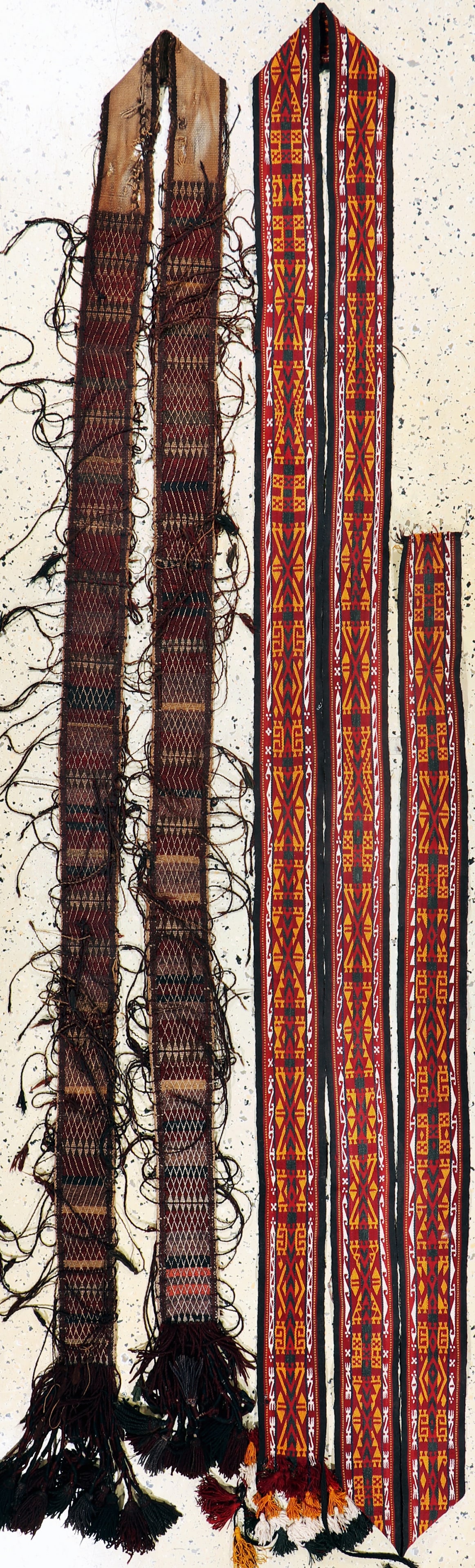 2 lots of tent straps, Turkmenistan, early 20th: 2 lots of tent straps, Turkmenistan, early 20th century, wool on wool, approx. 700 x 12 cm & approx. 510 x 11 cm, EHZ: 2-3. Rugs, Carpets & Flatweaves