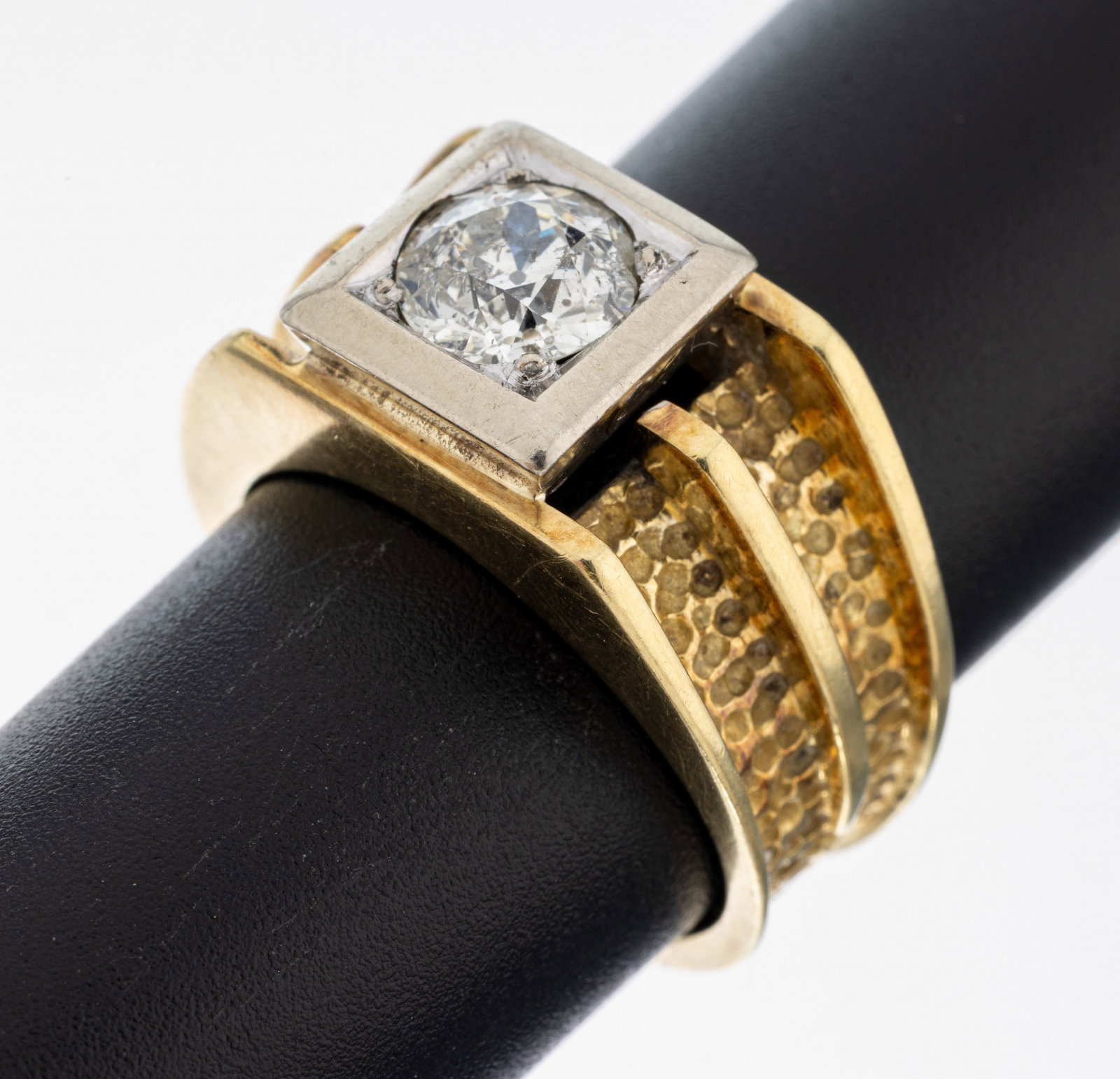 14 kt gold diamond-ring: 14 kt gold diamond-ring , YG 585/000, old cut diamond approx. 1.20 ct Wesselton/p2, ringsize 57, approx. 11.6 g