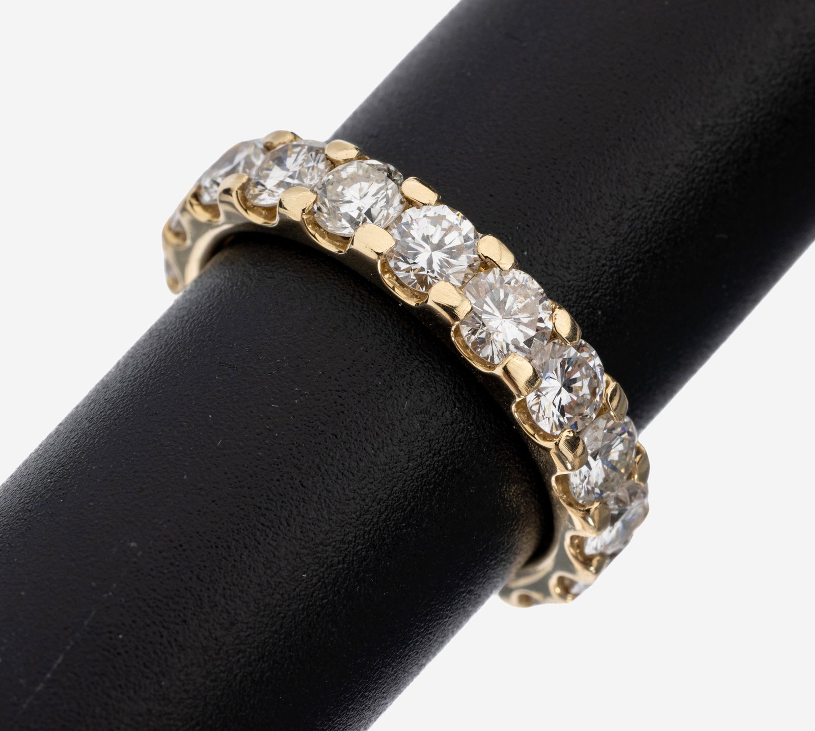 14 kt gold brilliant-memoryring: 14 kt gold brilliant-memoryring , YG 585/000, 18 brilliants total approx. 4.30 ct Wesselton-Top Cape/p, 1 stone flawed, ringsize58, approx. 5.2 g