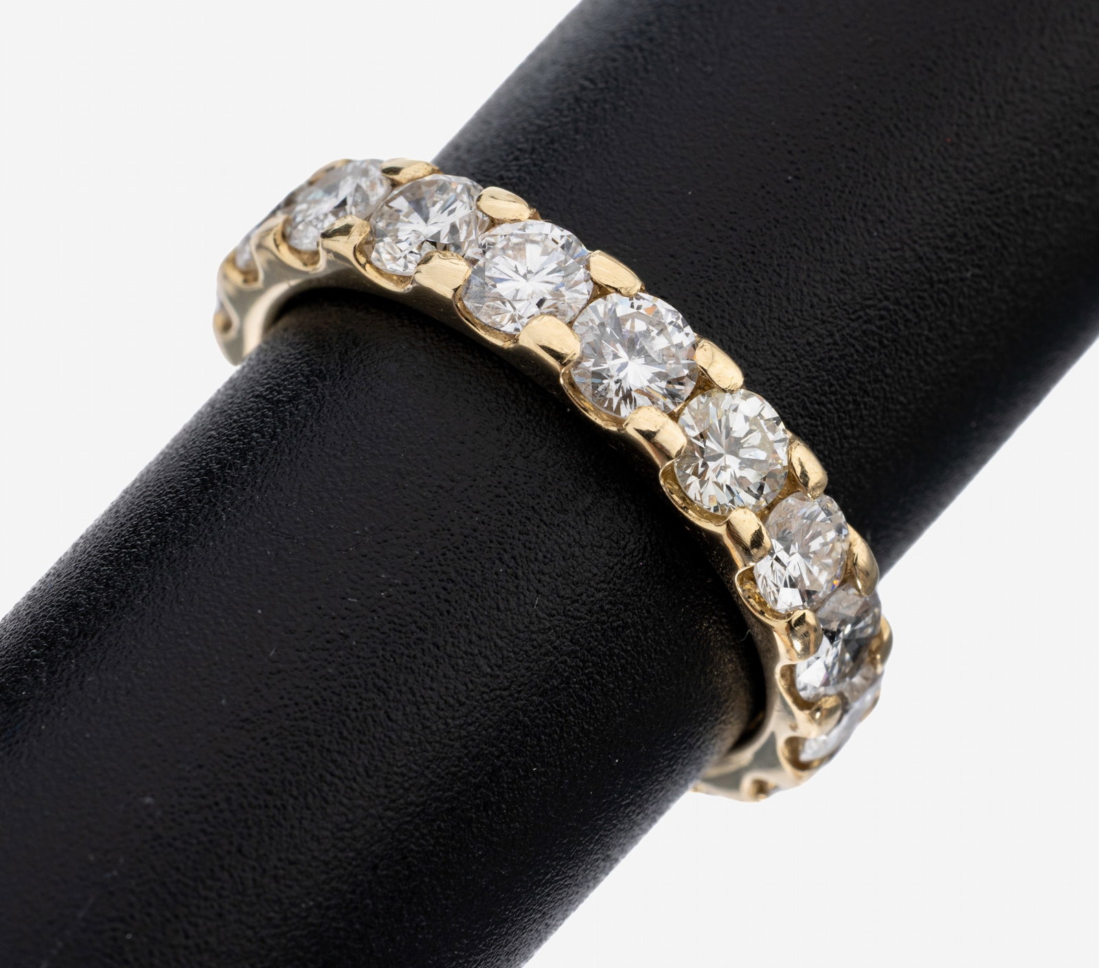 14 kt gold brilliant-memoryring: 14 kt gold brilliant-memoryring , YG 585/000, 18 brilliants total approx. 3.60 ct Wesselton-Crystal/p, 1 stone flawed, ringsize 58, approx. 4.5 g