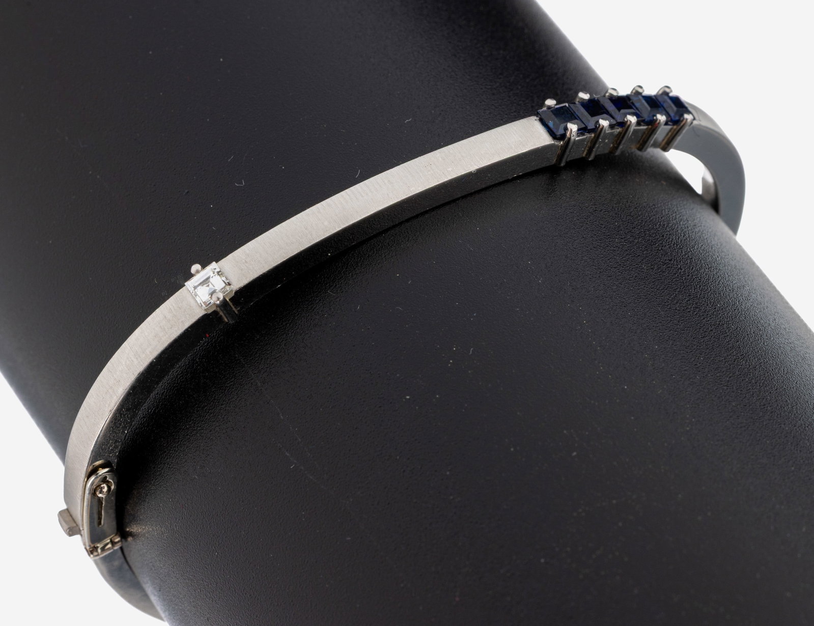 Platinum diamond-sapphire-bangle (1 of 1)