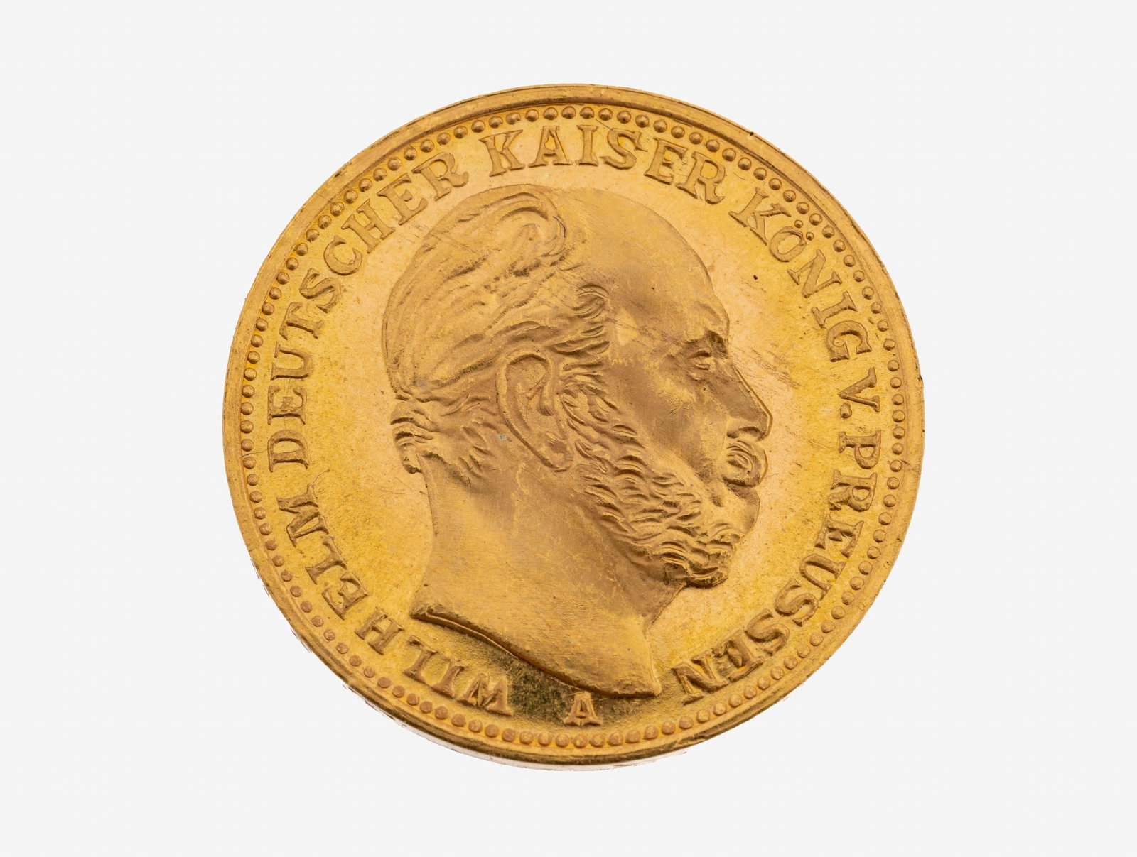 Gold coin, 20 Mark, German Reich, 1887: Gold coin, 20 Mark, German Reich, 1887 , Wilhelm German emperor king of Prussia