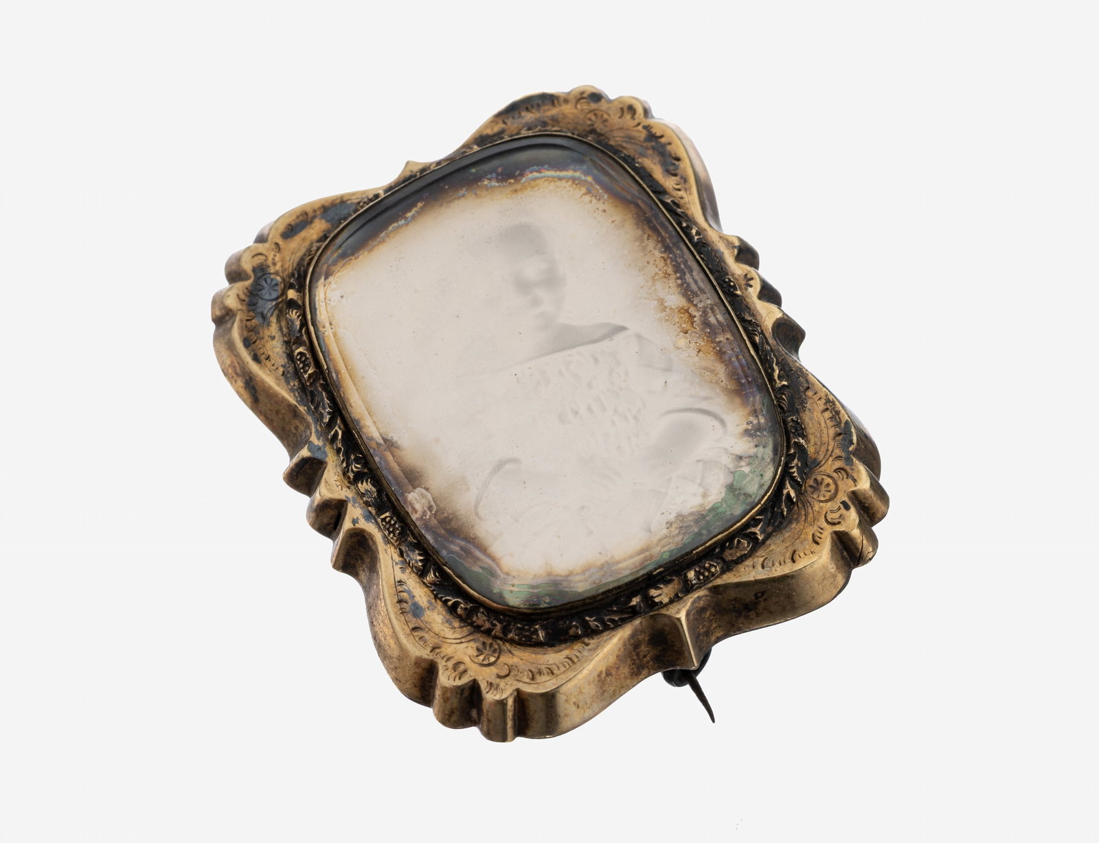 8 kt gold tintype-brooch, approx. 1900 (1 of 1)