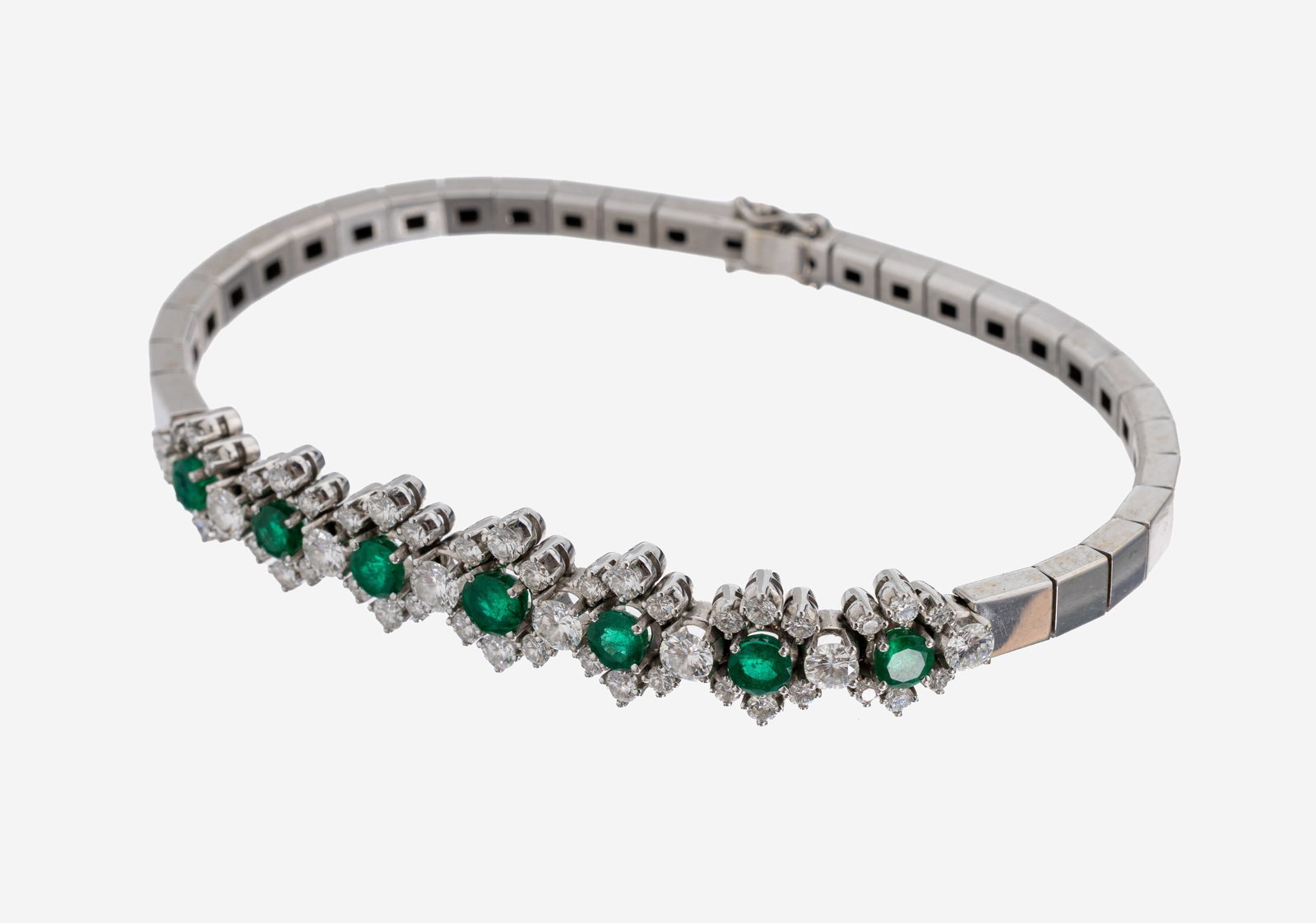 18 kt gold emerald-brilliant-bracelet, 1970s (1 of 1)