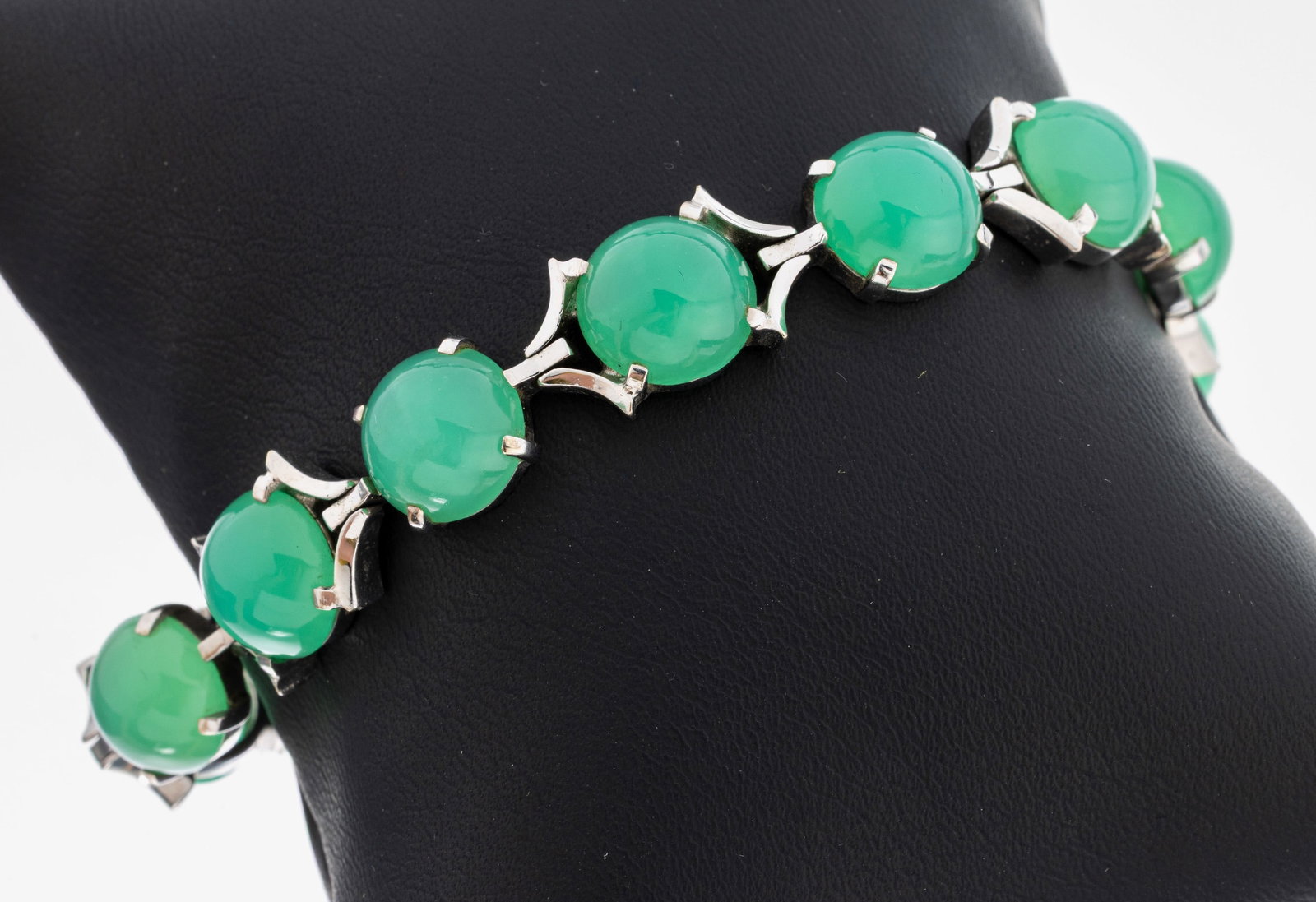 14 kt gold chrysoprase-bracelet (1 of 1)