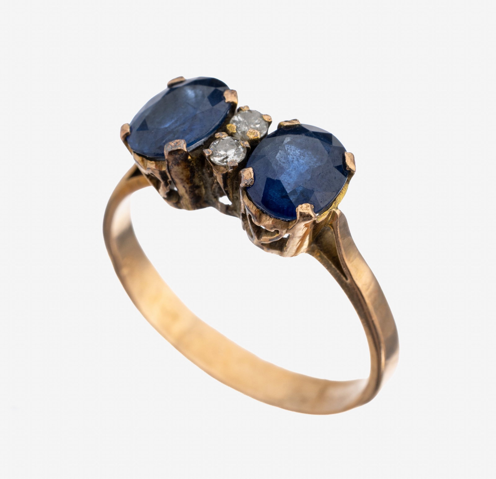 14 kt gold sapphire-brilliant-ring, approx. 1920 (1 of 1)