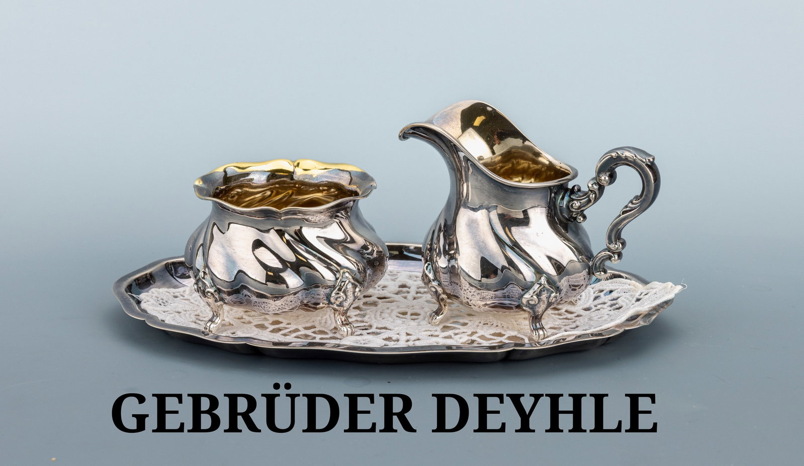 Cream jug and sugar bowl on tray, Germany, 1950s-60s (1 of 1)