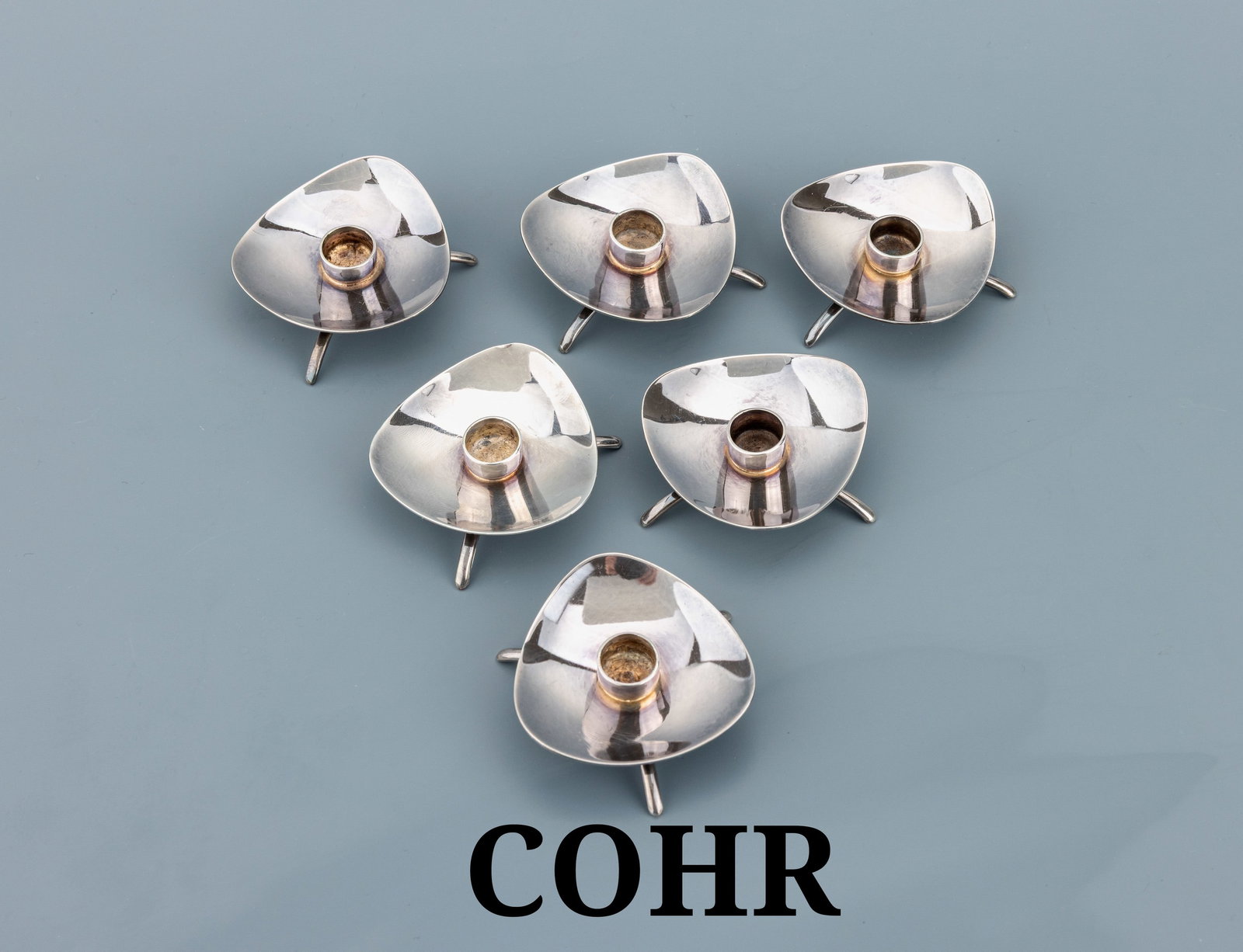 Set of 6 small table candlesticks, Denmark, 1950s-60s (1 of 1)