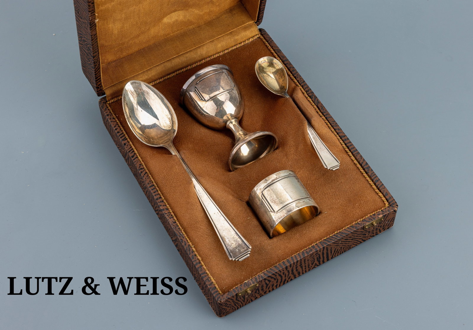 4-piece christening set, German, 1920s-30s (1 of 1)