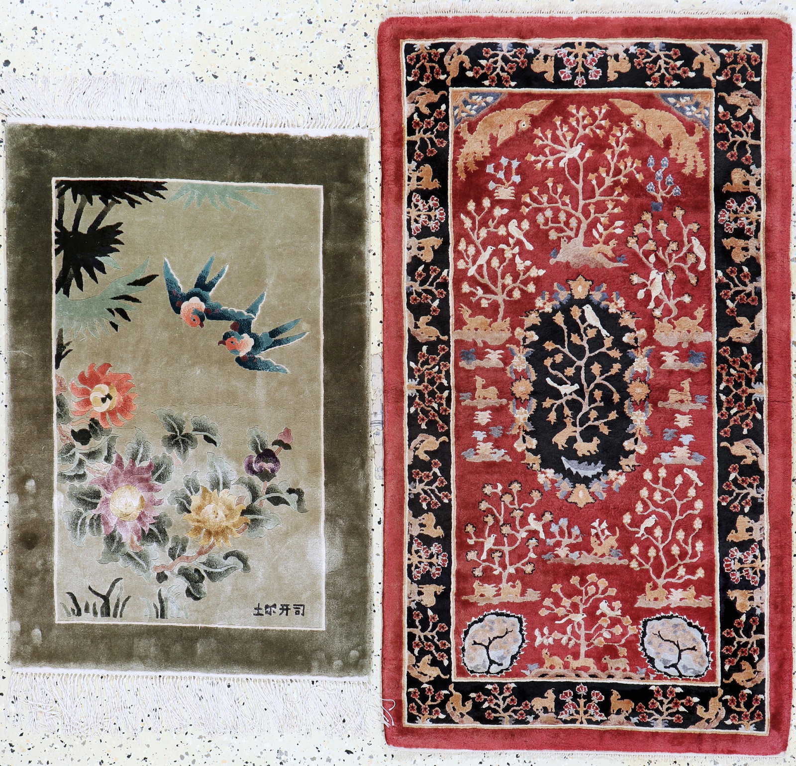 2 lots of silk carpets, China, late 20th century (1 of 9)