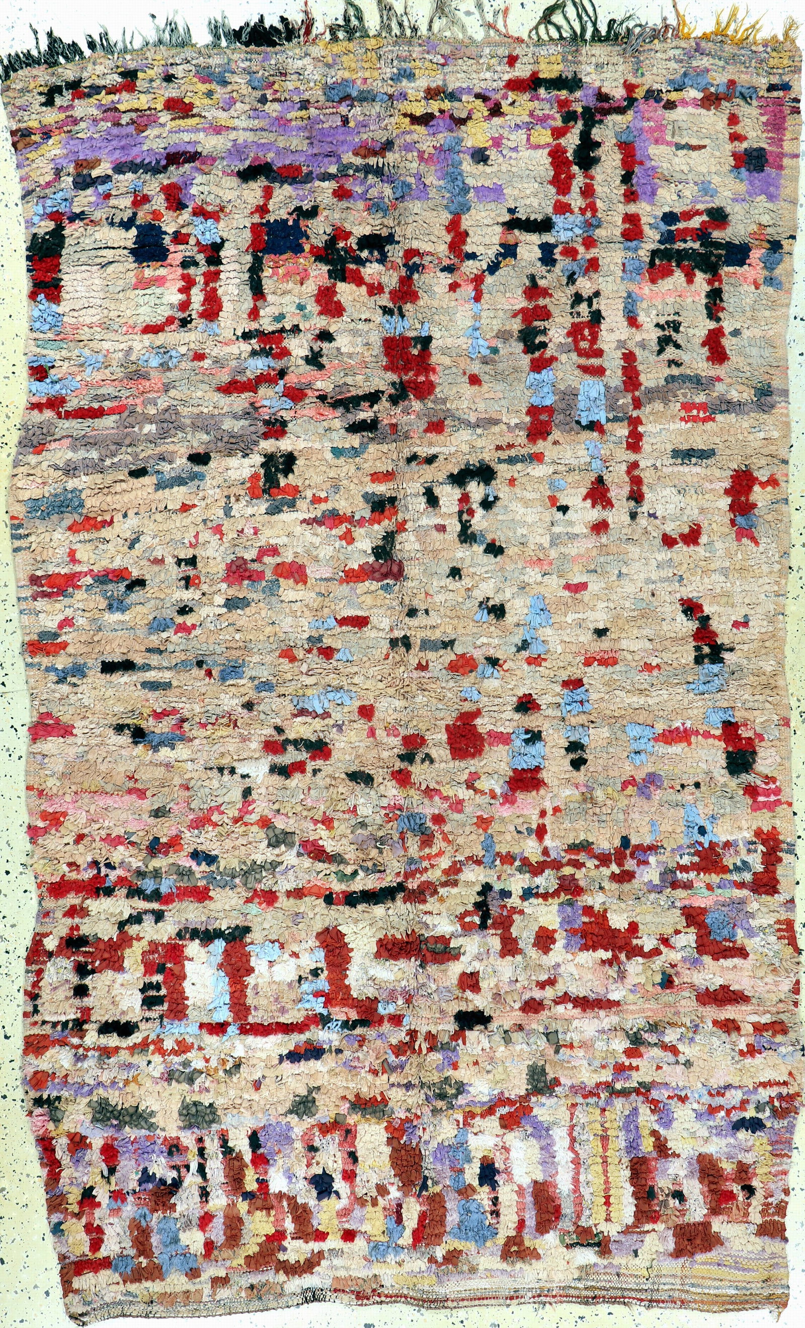 Morocco old, mid-20th century, fabric remnantsknotted on: Morocco old, mid-20th century, fabric remnantsknotted on cotton, approx. 245 x 150 cm, condition: 2. Rugs, Carpets & Flaweaves