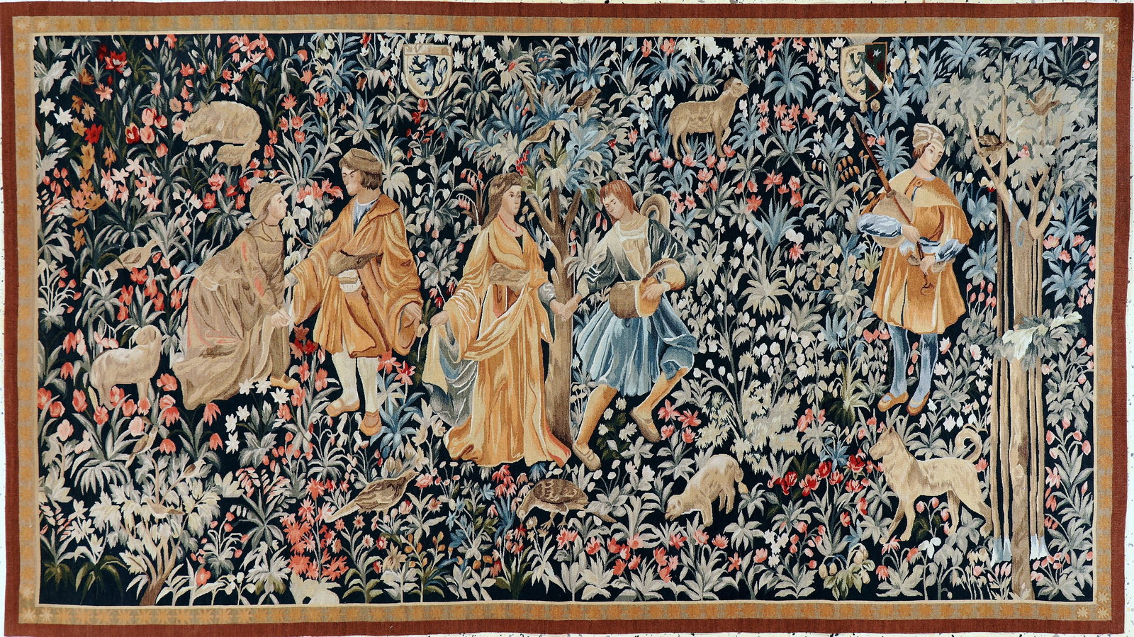 Tapestry fine, Europe, mid-20th century, wool on cotton (1 of 5)