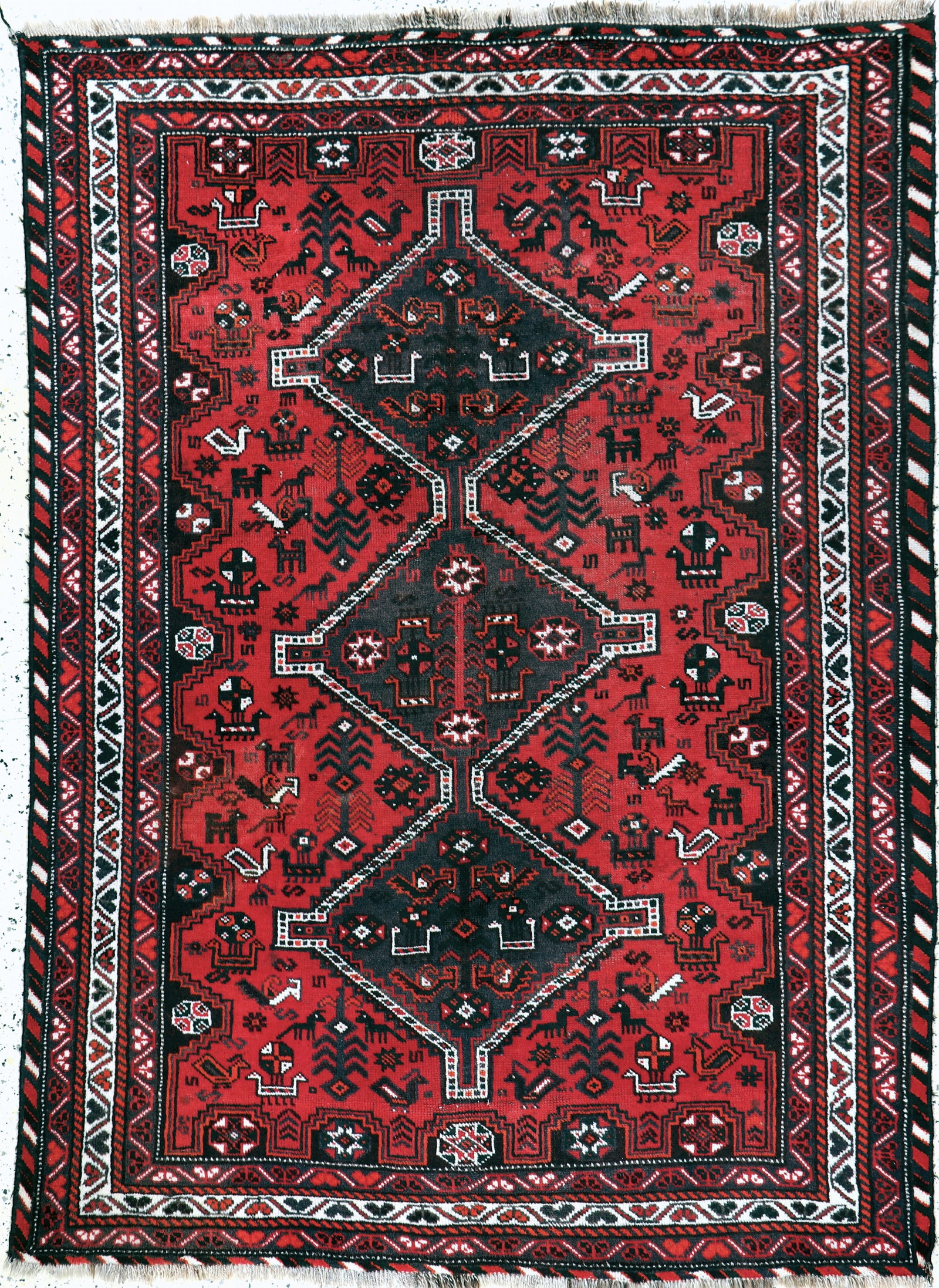 Schiraz old, Persia, mid-20th century, wool onwool: Schiraz old, Persia, mid-20th century, wool onwool, approx. 210 x 155 cm, condition: 2-3. Rugs, Carpets & Flaweaves