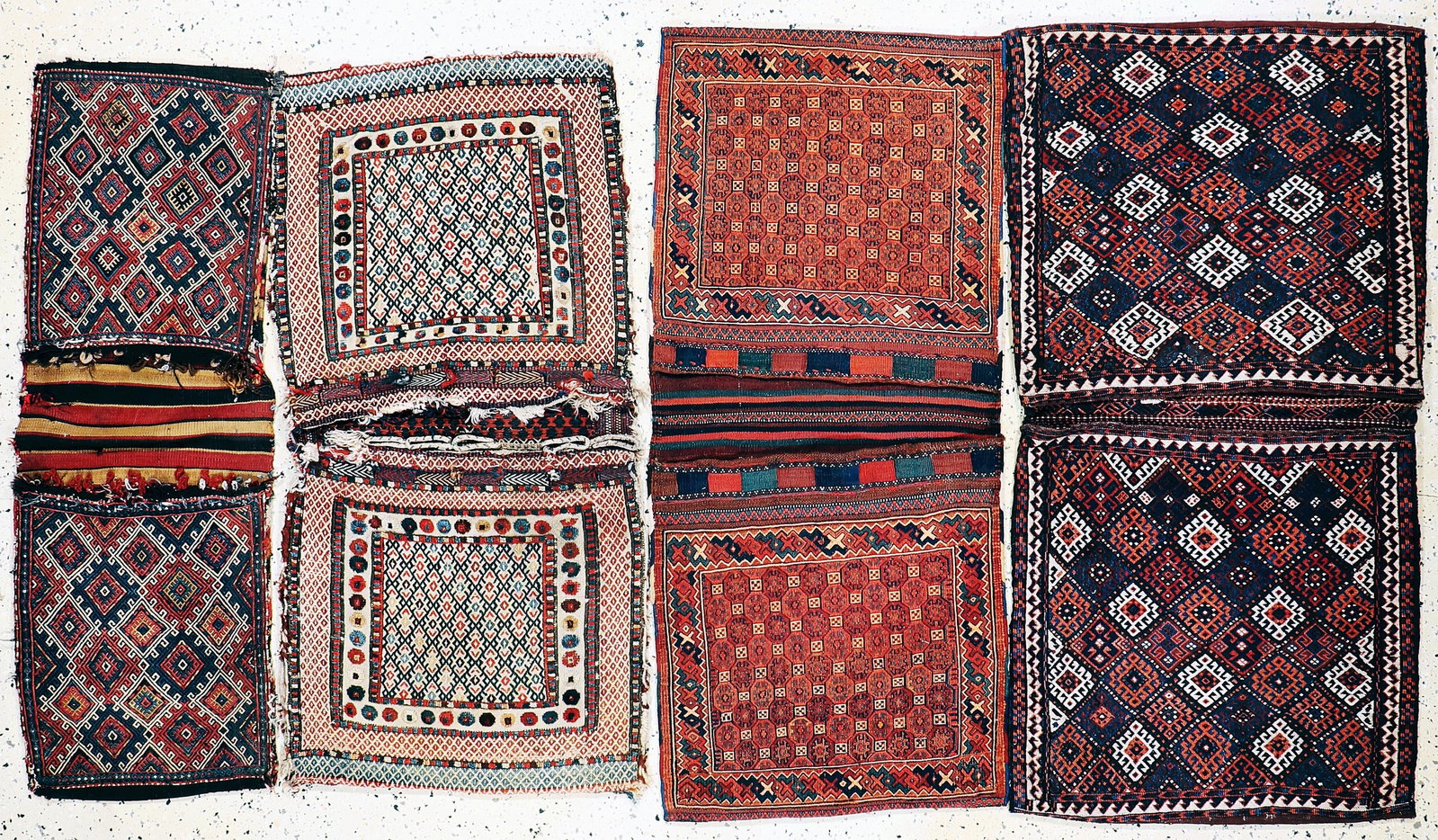 4 Sumakh double bags, Persia, early 20th century (1 of 13)