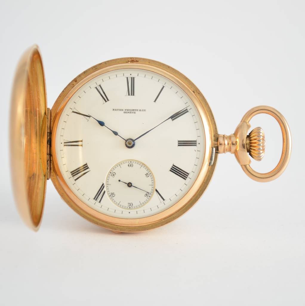 PATEK PHILIPPE half-hunter 18k pink gold pocket watch